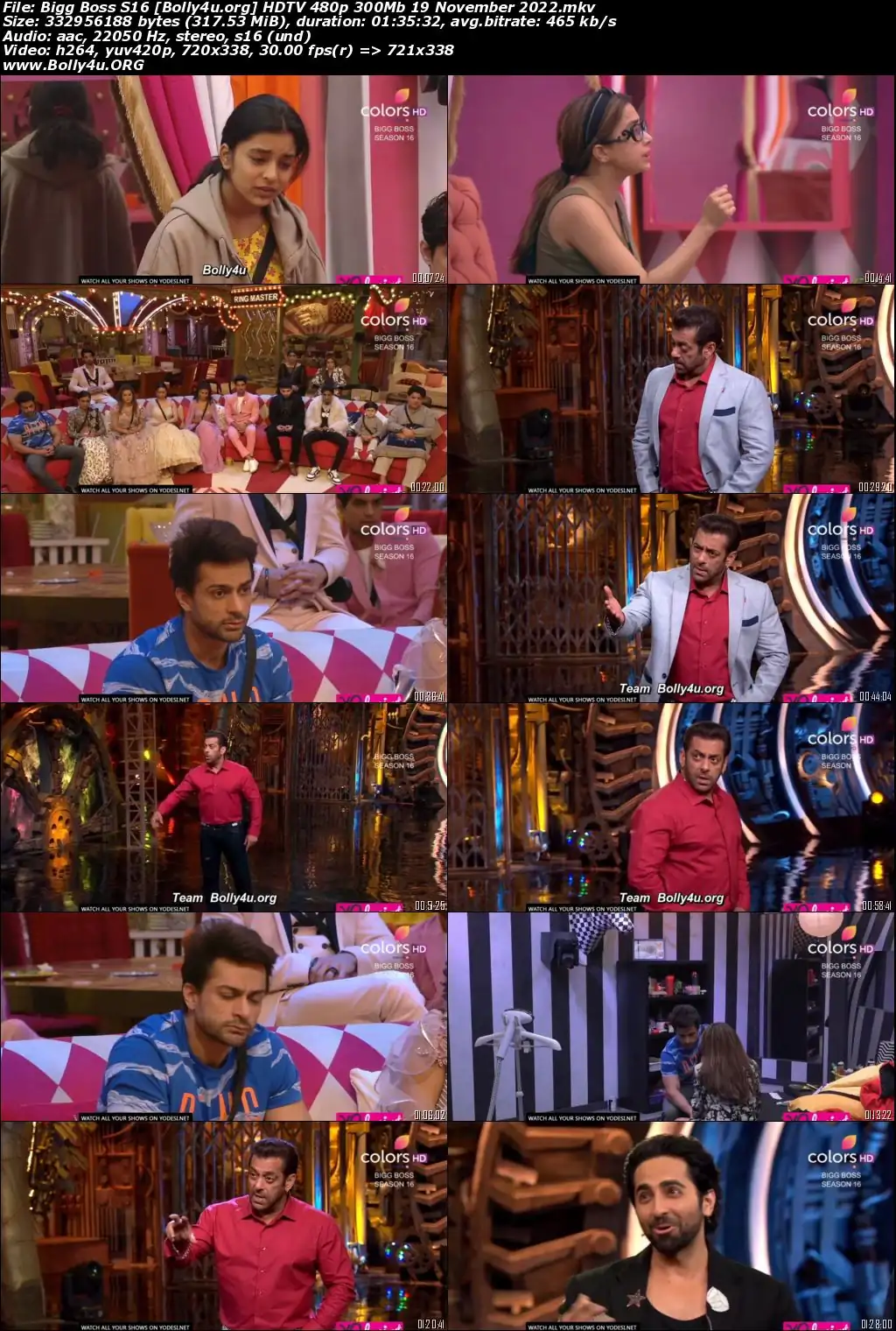 Bigg Boss S16 HDTV 480p 300Mb 19 November 2022 Download