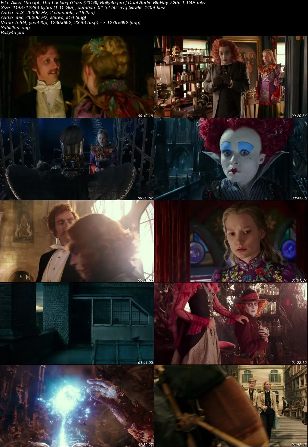 Alice Through The Looking Glass 2016 BRRip 300MB Hindi Dual Audio 480p ESub Download Alice Through The Looking Glass 2016 BRRip 300MB Hindi Dual Audio 480p ESub Download