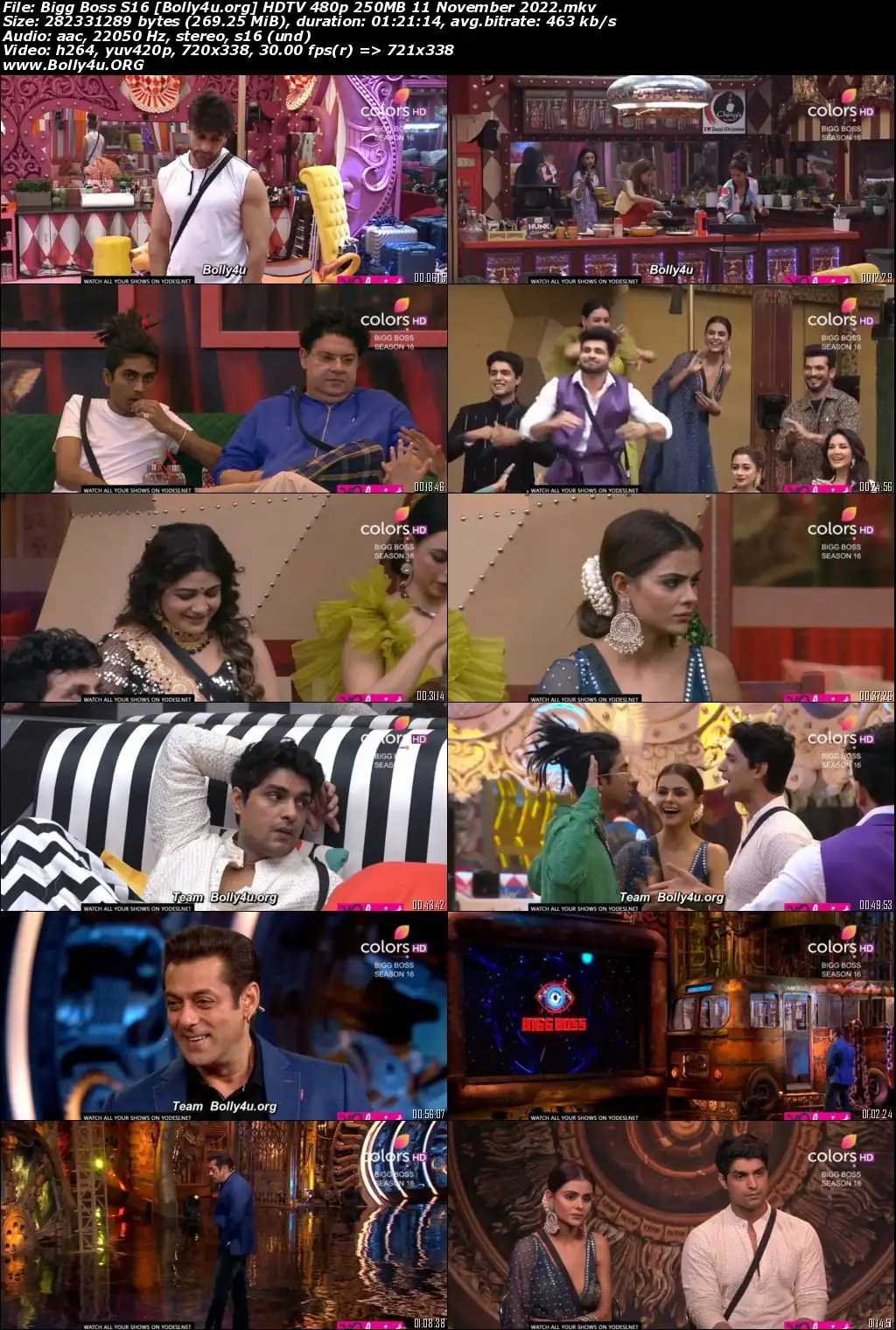 Bigg Boss S16 HDTV 480p 250mb 11 November 2022 Download