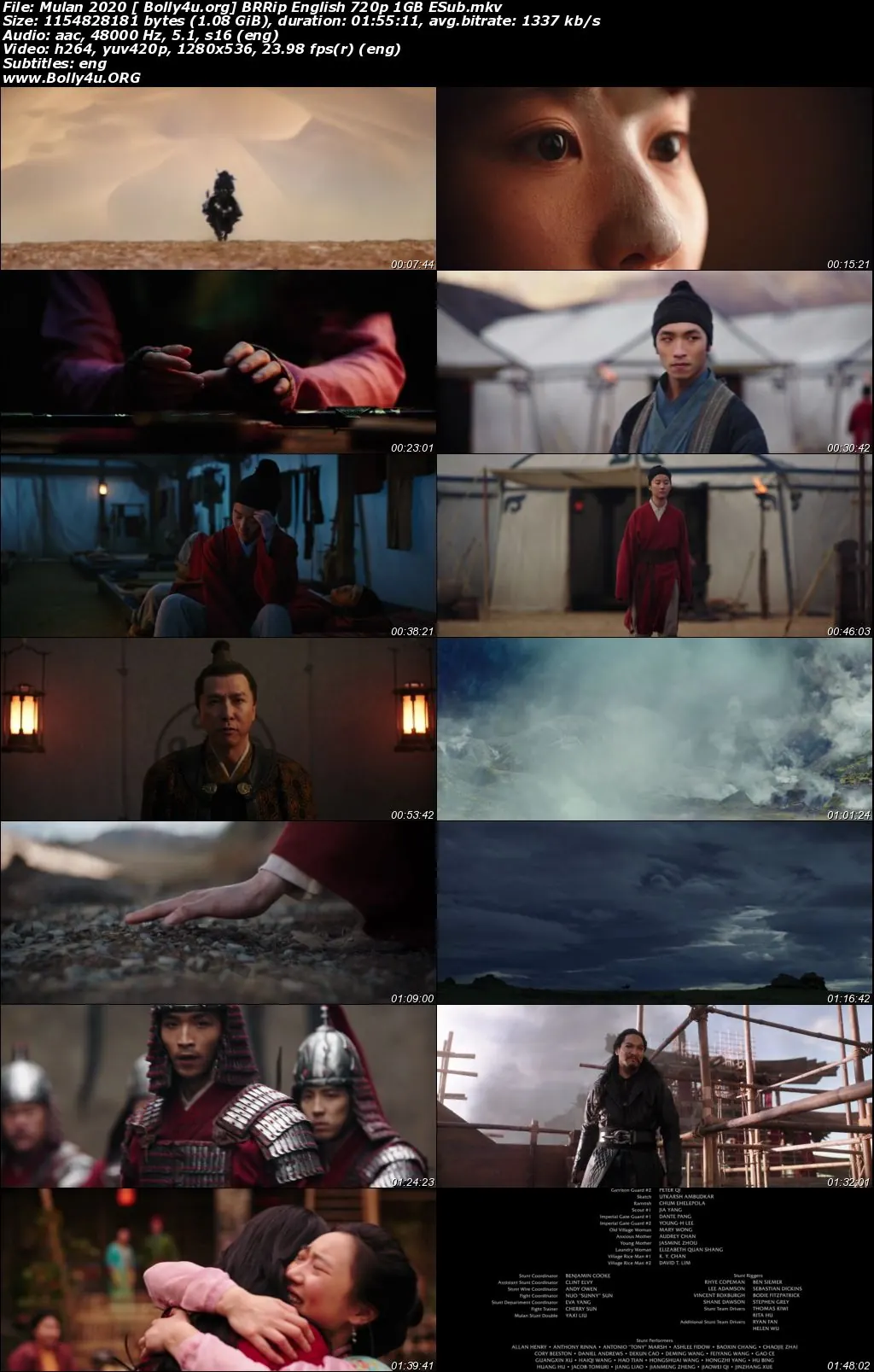 Mulan 2020 BRRip 300Mb English 480p ESub Download