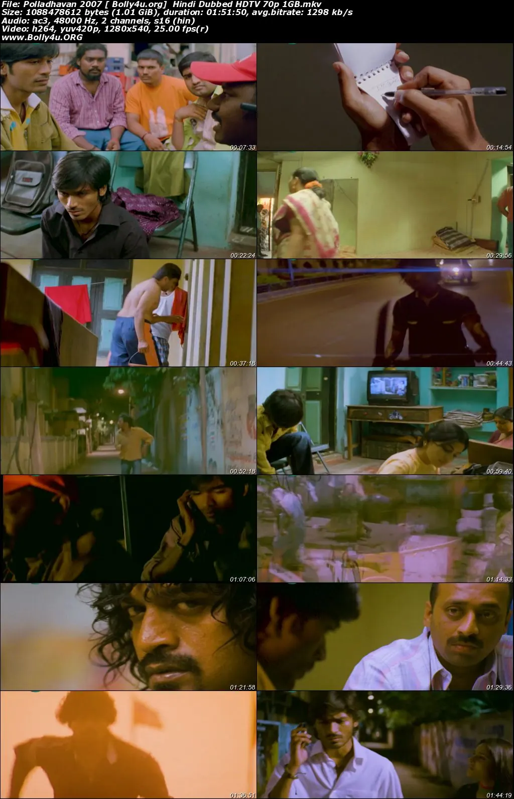 Polladhavan 2007 HDTV 350MB Hindi Dubbed 480p Download