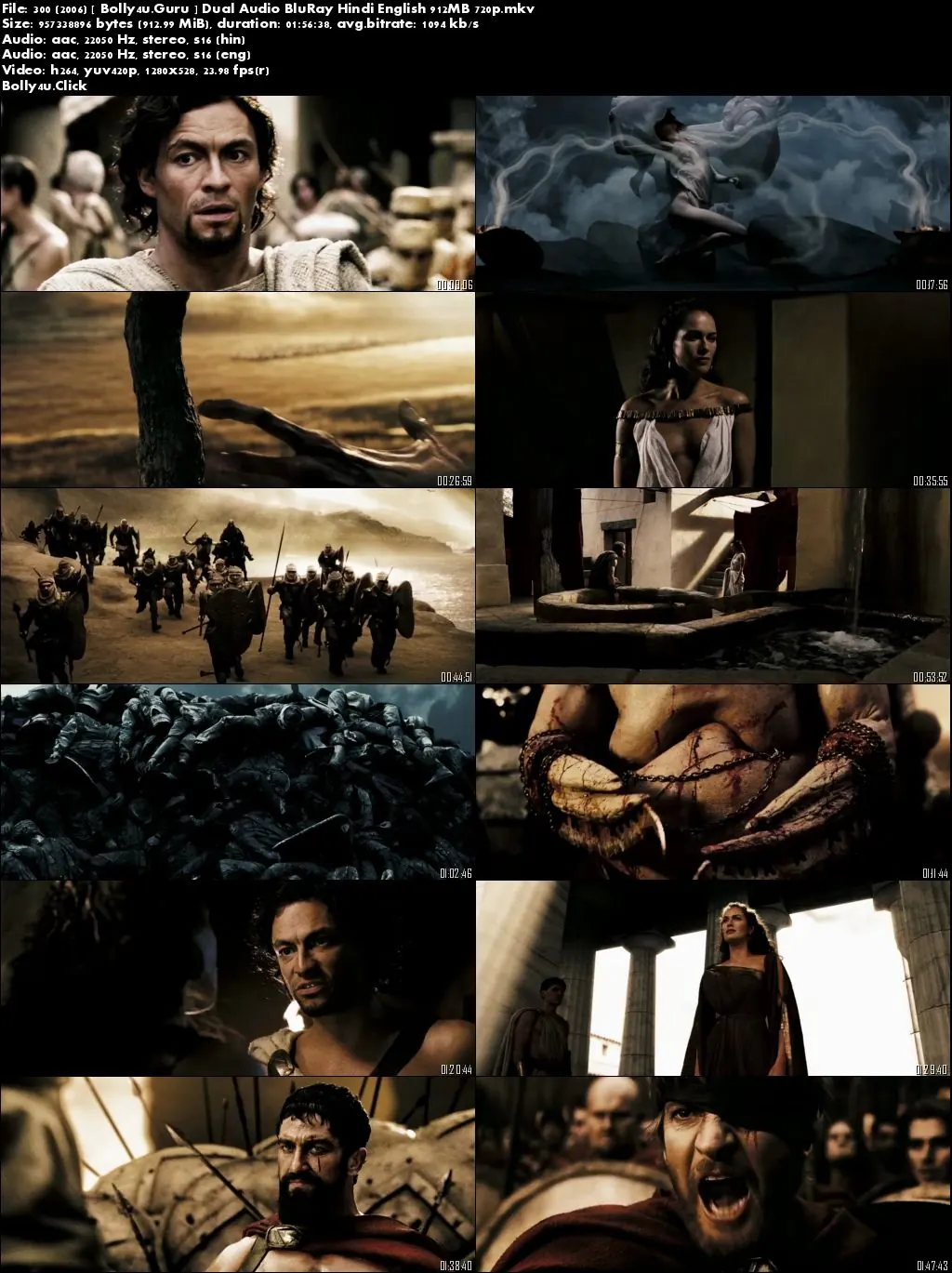 300 (2006) BluRay 900MB Hindi Dual Audio 720p Download