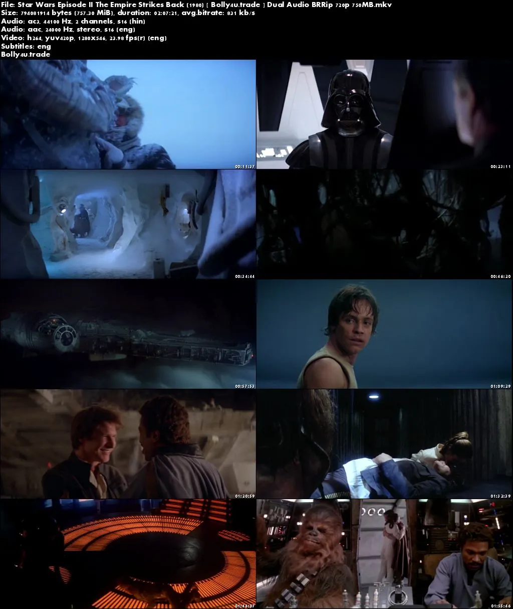  Star Wars Episode II The Empire Strikes Back 1980 BRRip 400MB Hindi Dual Audio 480p Download
