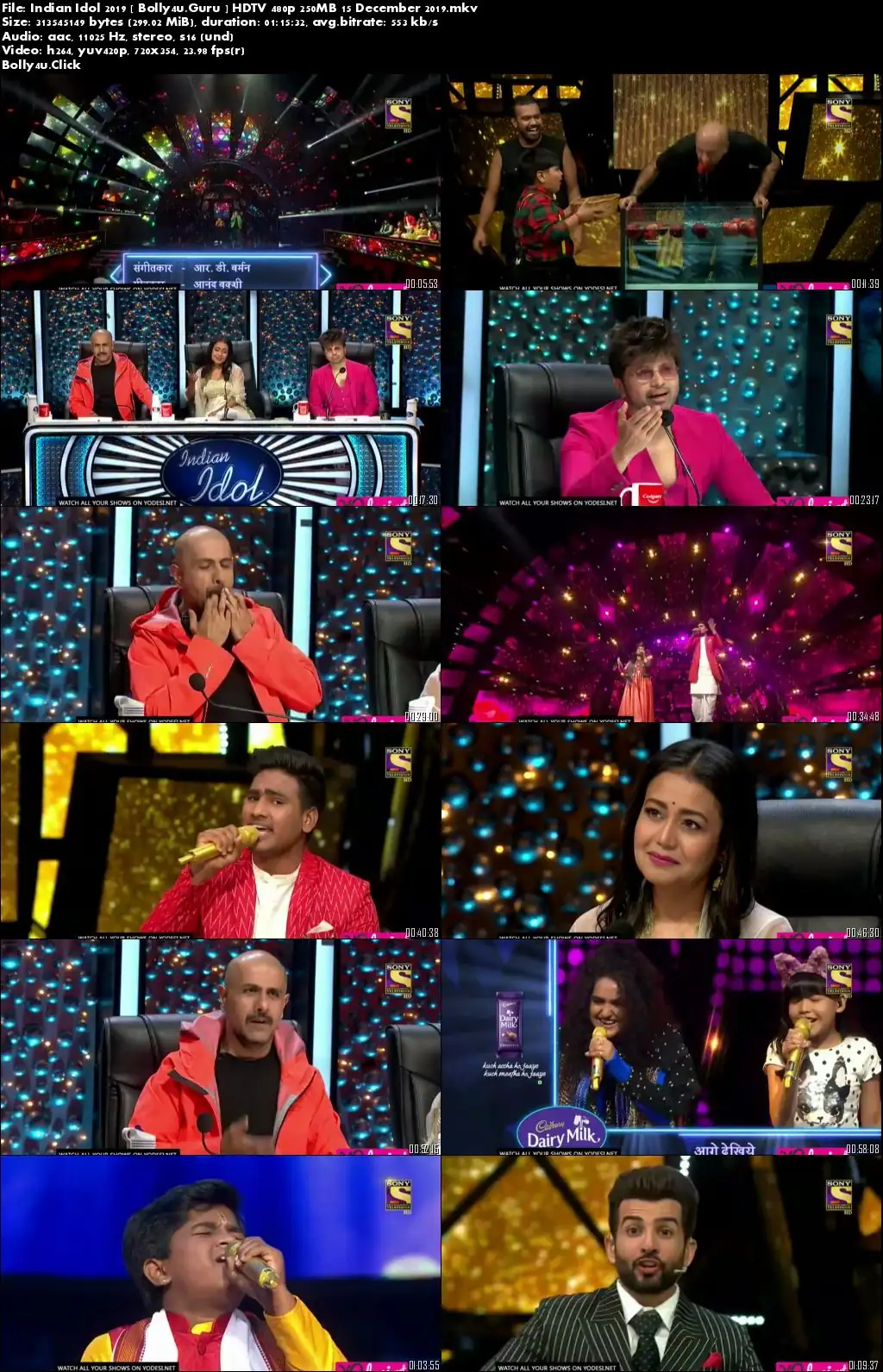 Indian Idol 2019 HDTV 480p 250MB 15 December 2019 Download Indian Idol 2019 HDTV 480p 250MB 15 December 2019 Download