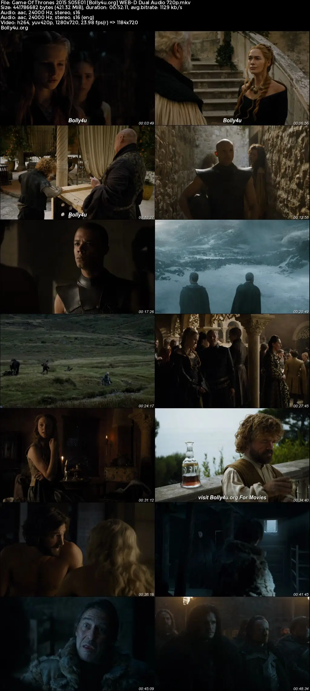Game Of Thrones 2015 WEB-DL Hindi Dual Audio ORG S05 Complete Download 720p  480p