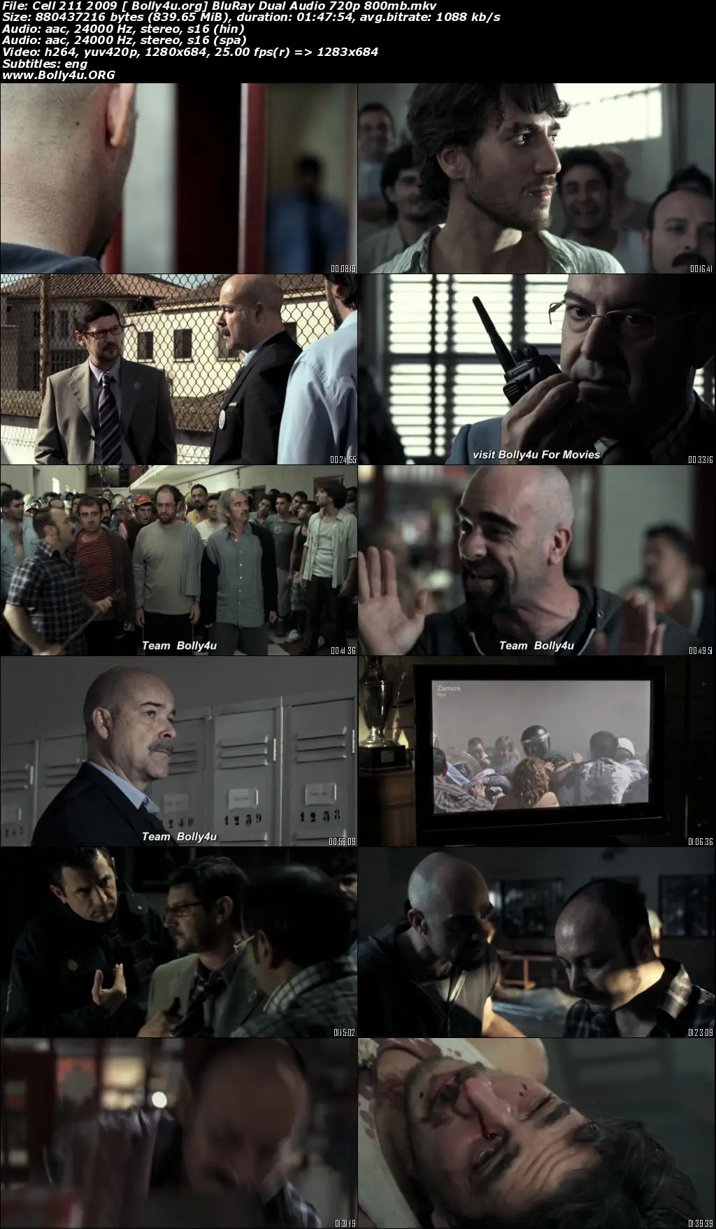 Cell 211 2009 BluRay 800Mb Hindi Dual Audio 720p Download