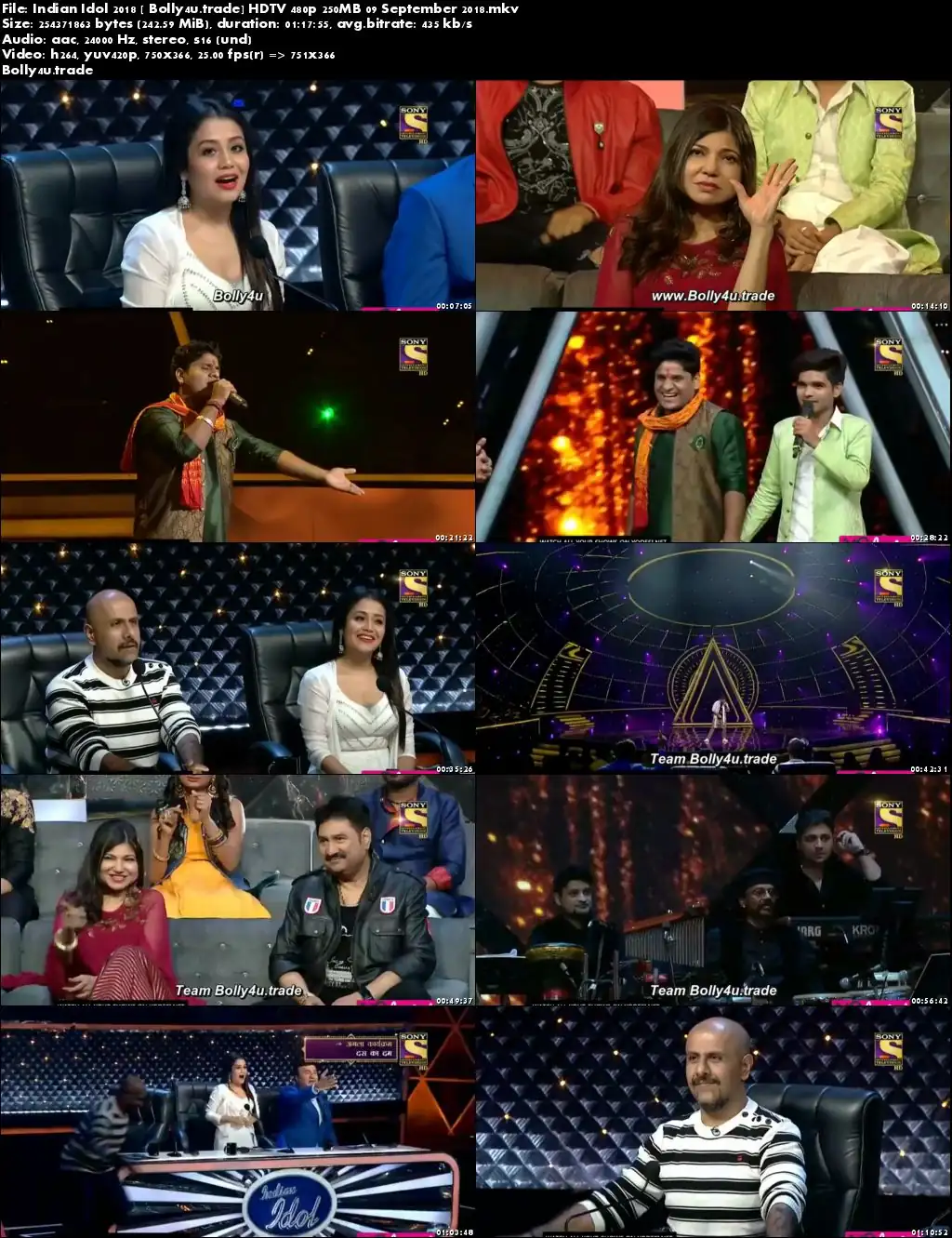 Indian Idol 2018 HDTV 480p 250MB 09 September 2018 Download Indian Idol 2018 HDTV 480p 250MB 09 September 2018 Download