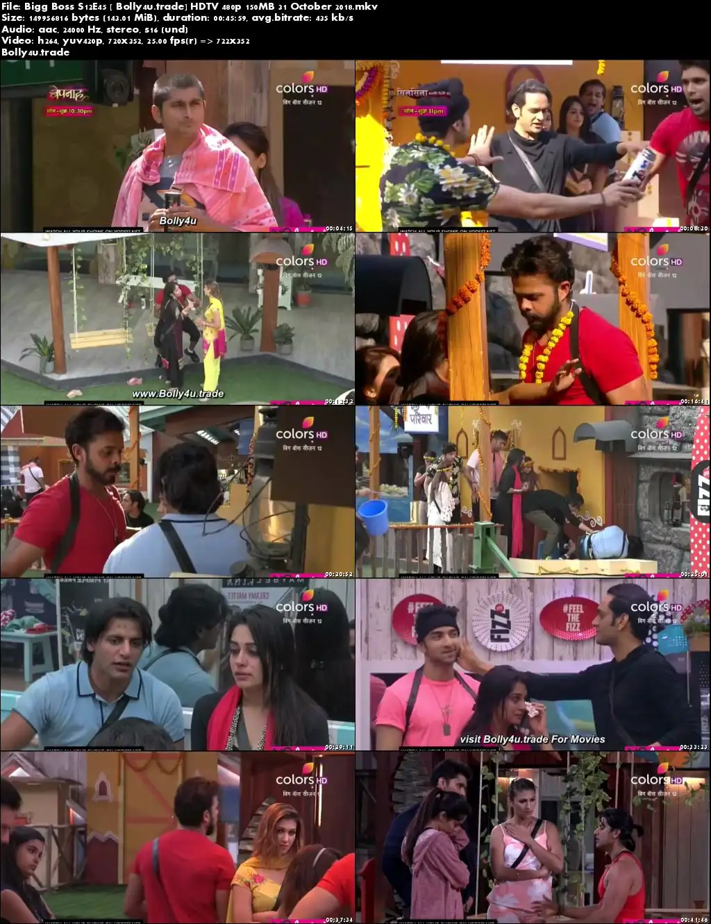 Bigg Boss S12E45 HDTV 480p 150MB 31 October 2018 Download