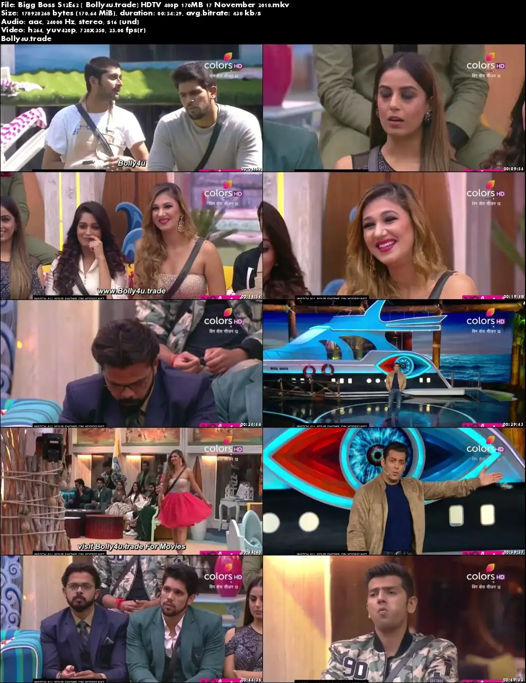 Bigg Boss S12E62 HDTV 480p 170MB 17 November 2018 Download