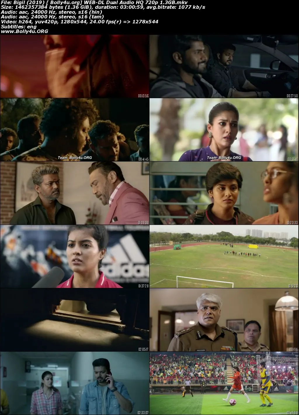 Bigil 2019 WEB-DL 600Mb Hindi HQ UNCUT Dual Audio 480p ESub Download