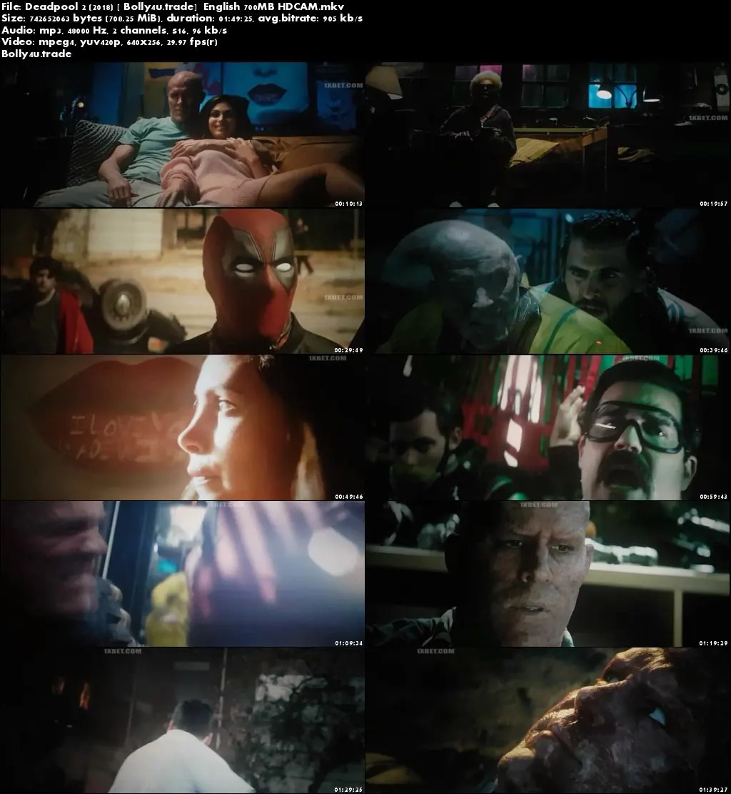  Deadpool 2 2018 HDCAM 300MB English 480p Download