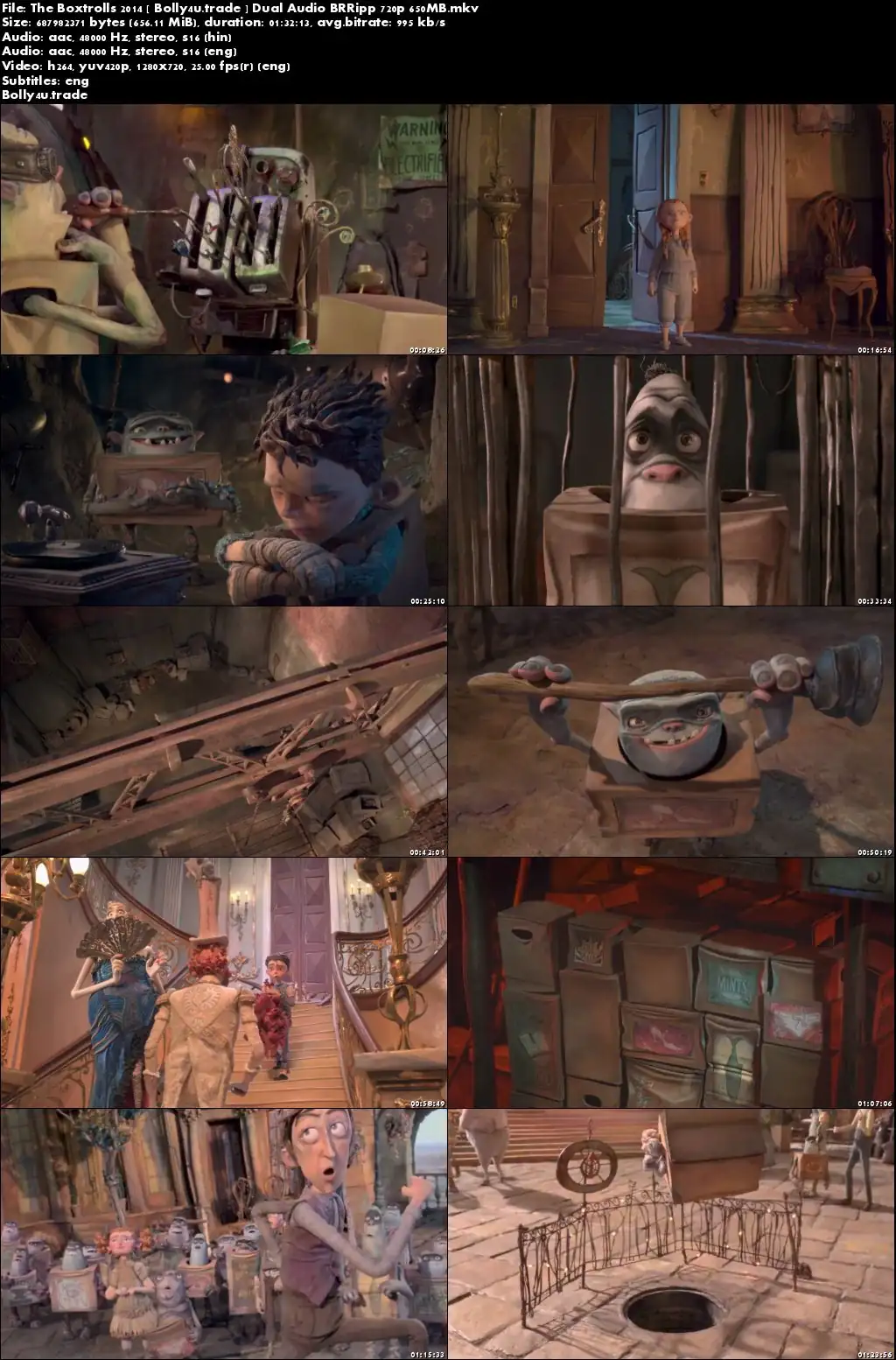 The Boxtrolls 2014 BluRay 650Mb Hindi Dubbed Dual Audio 720p Download
