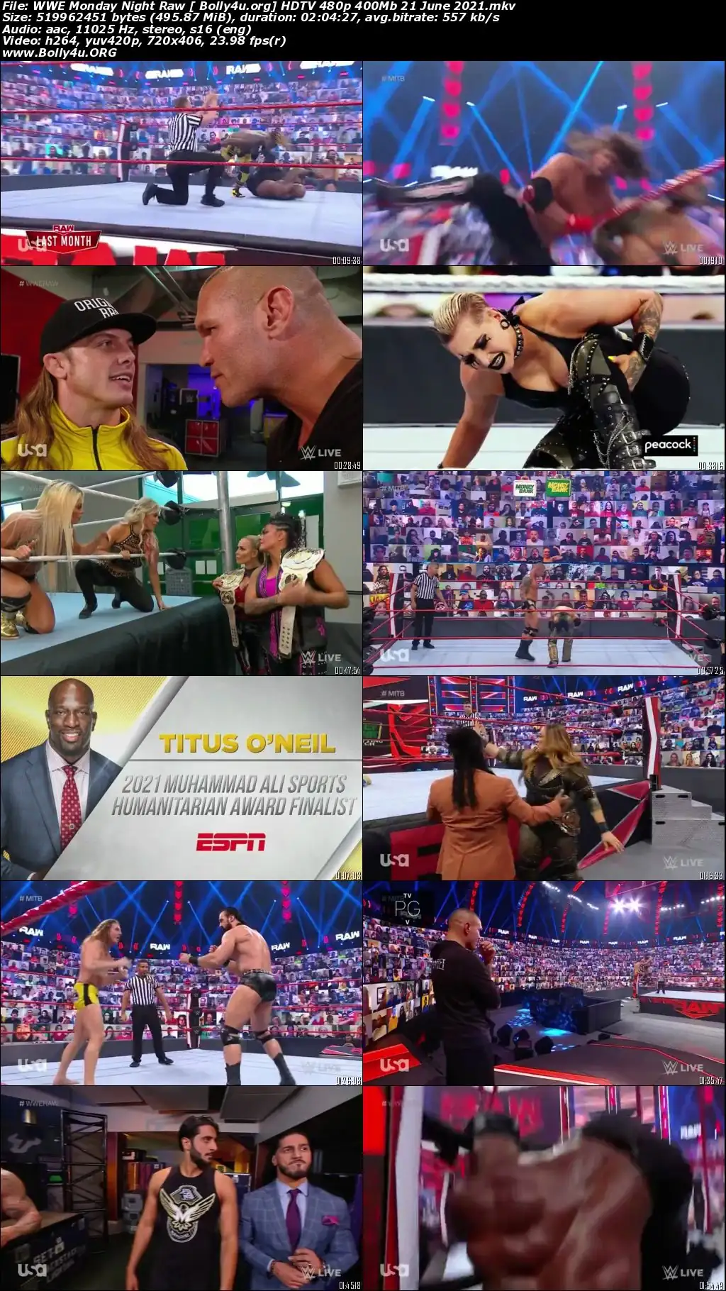 WWE Monday Night Raw HDTV 480p 400Mb 21 June 2021 Download