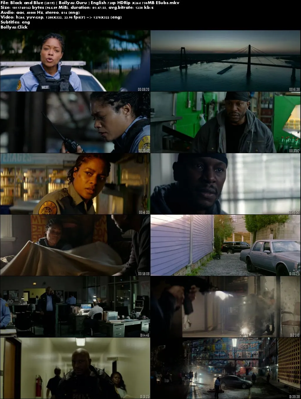 Black and Blue 2019 HDRip 750MB English 720p ESub download
