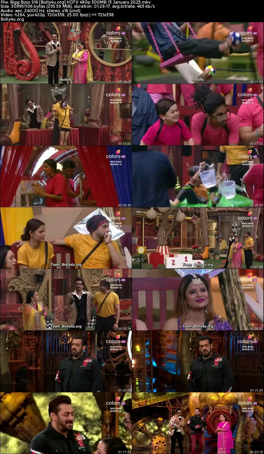 Bigg Boss S16 HDTV 480p 300MB 13 January 2023 Download