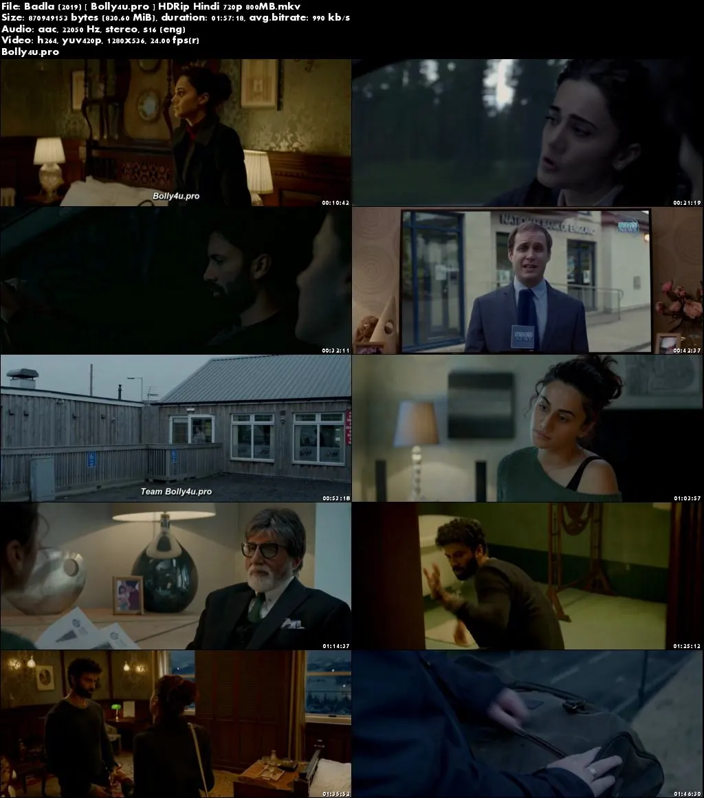 Badla 2019 HDRip 350Mb Full Hindi Movie Download 480p