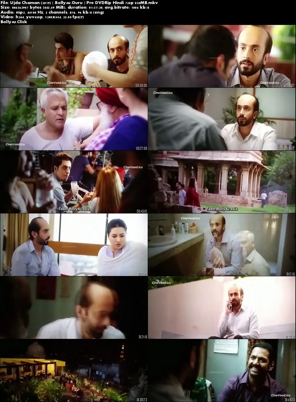 Ujda Chaman 2019 Pre DVDRip 850Mb Full Hindi Movie Download 720p
