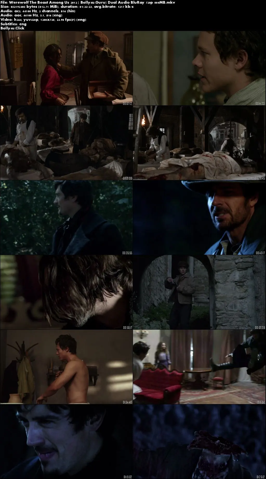 Werewolf The Beast Among Us 2012 BRRip 800MB Hindi Dual Audio 720p Download