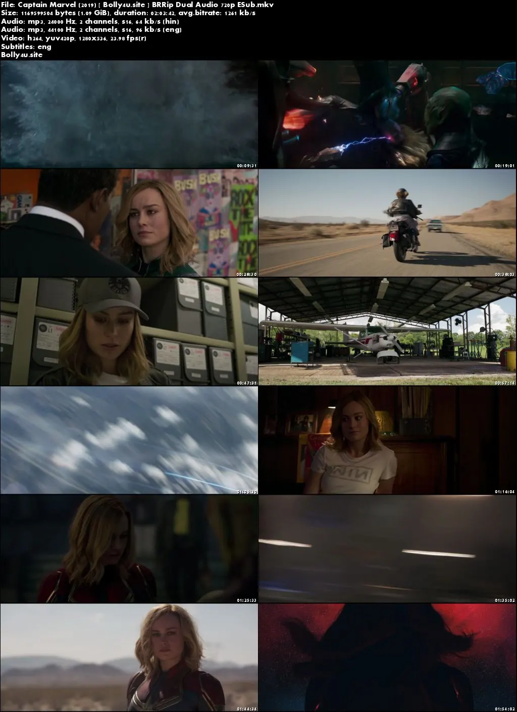 Captain Marvel 2019 BRRip 400MB Hindi Dual Audio 480p ESub Download