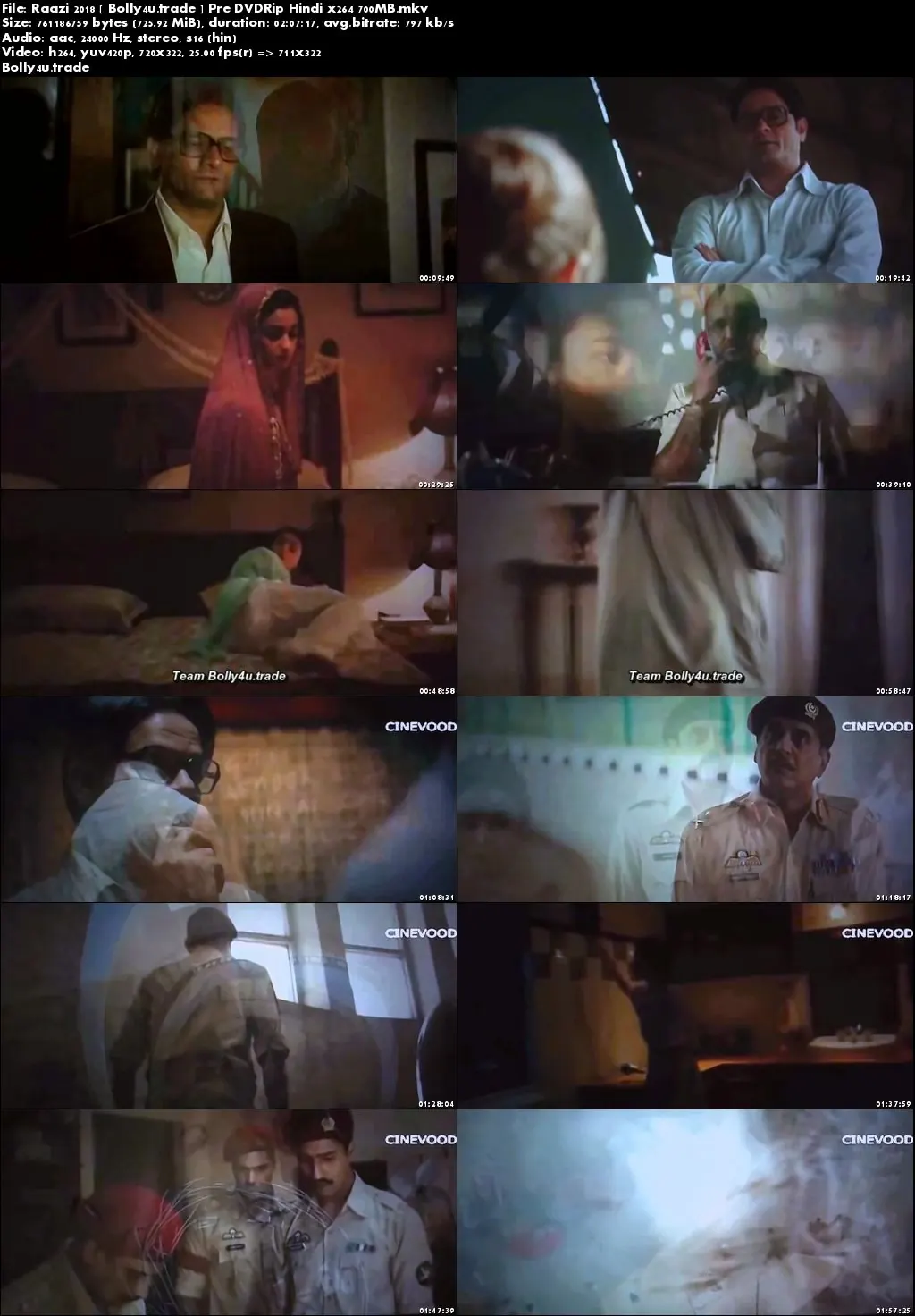 Raazi 2018 New Pre DVDRip 350MB Hindi 480p Download