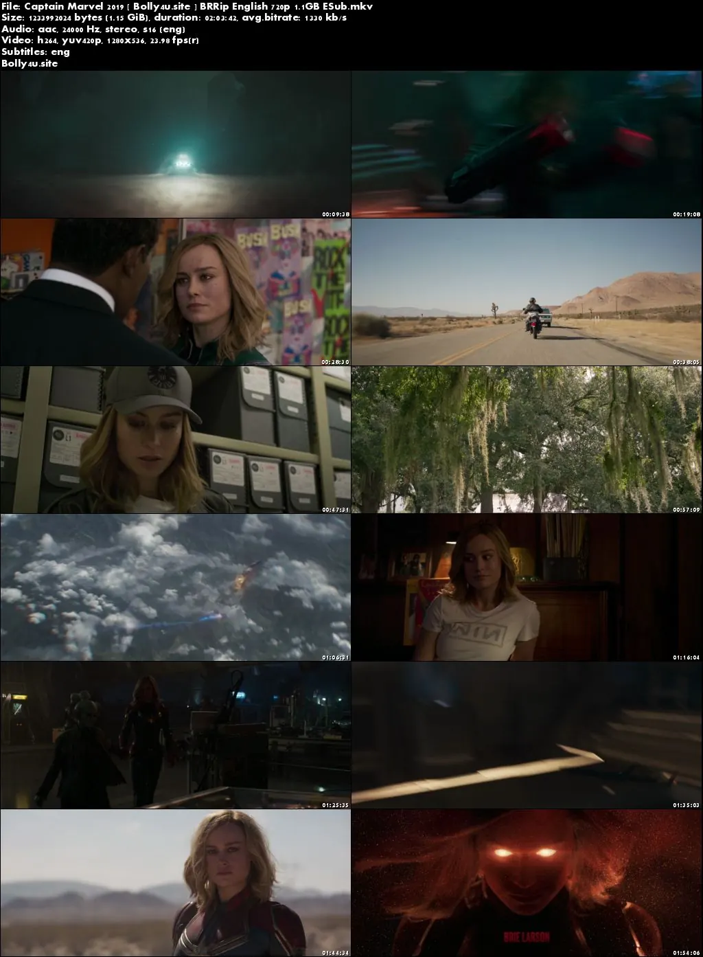 Captain Marvel 2019 BRRip 350MB English 480p ESub Download