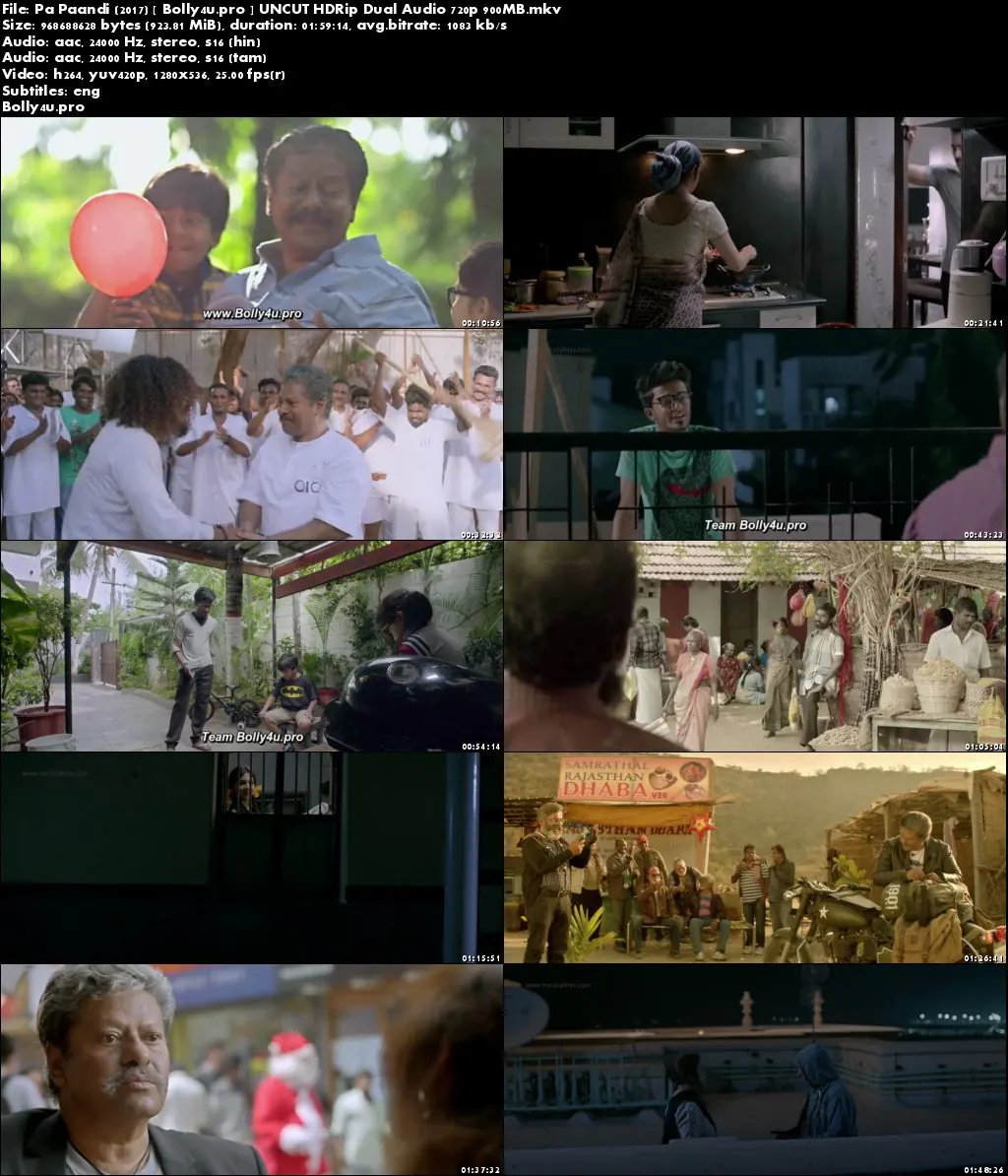 Pa Paandi 2017 HDRip 900MB UNCUT Hindi Dual Audio 720p Download