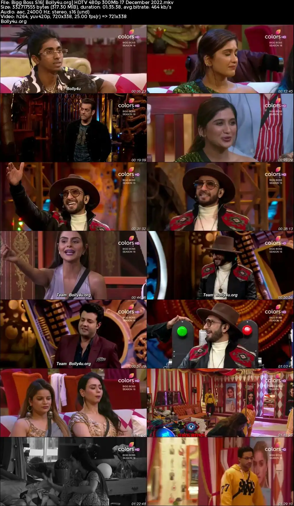 Bigg Boss S16 HDTV 480p 300Mb 17 December 2022 Download