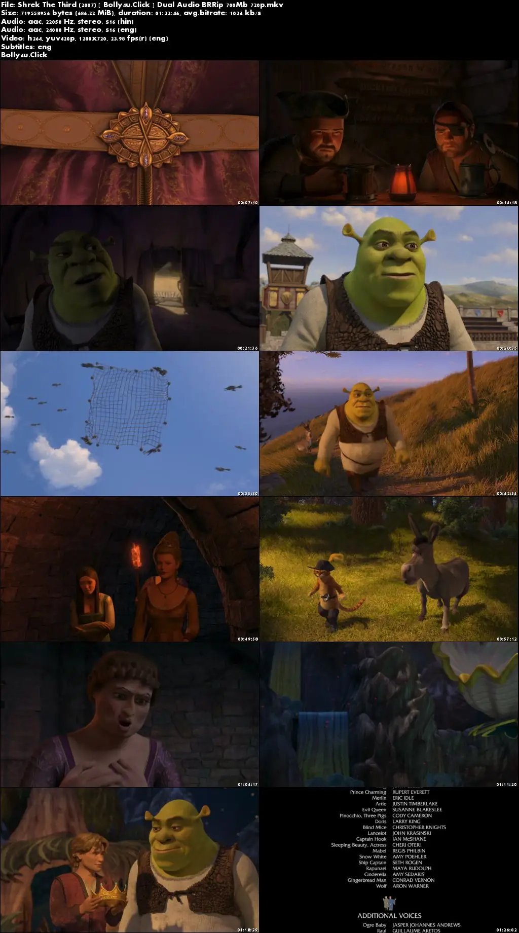 Shrek The Third 2007 BRRip 300MB Hindi Dual Audio 480p Download