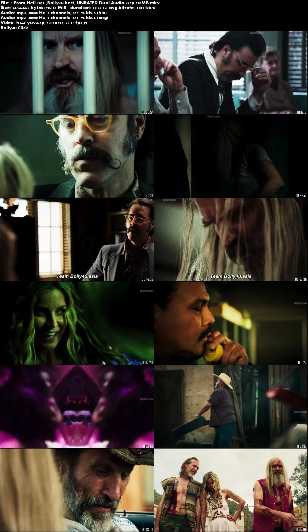 3 From Hell 2019 WEB-DL 900MB UNRATED Hindi Dual Audio 720p Download