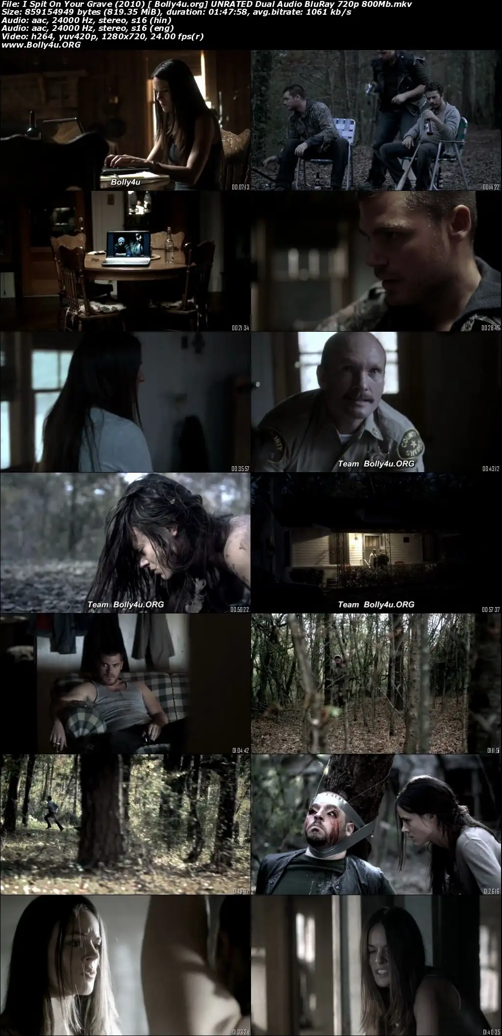 I Spit On Your Grave 2010 BluRay 350Mb UNRATED Hindi Dual Audio 480p Download