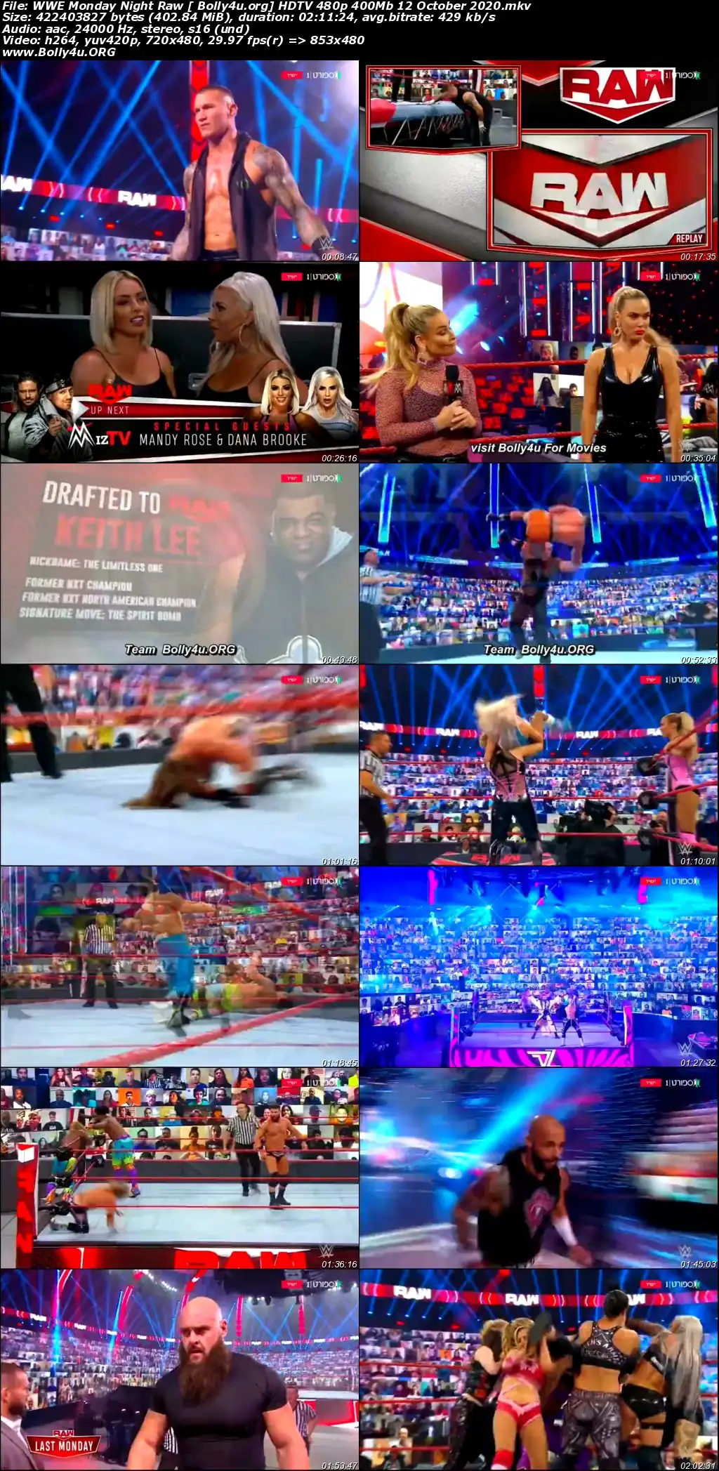 WWE Monday Night Raw HDTV 480p 400Mb 12 October 2020 Download