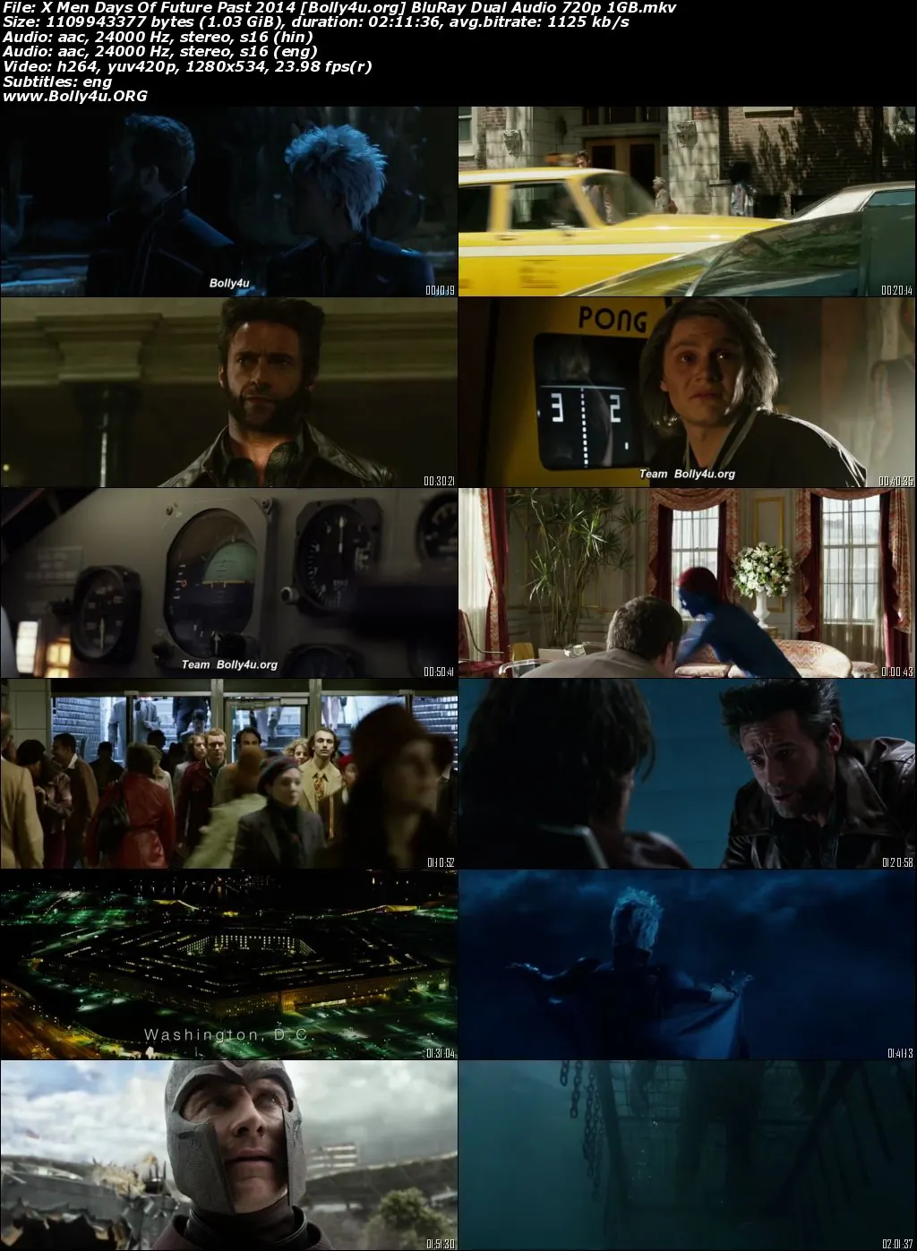 X Men Days Of Future Past 2014 BRRip Hindi Dual Audio ORG 720p 480p Download