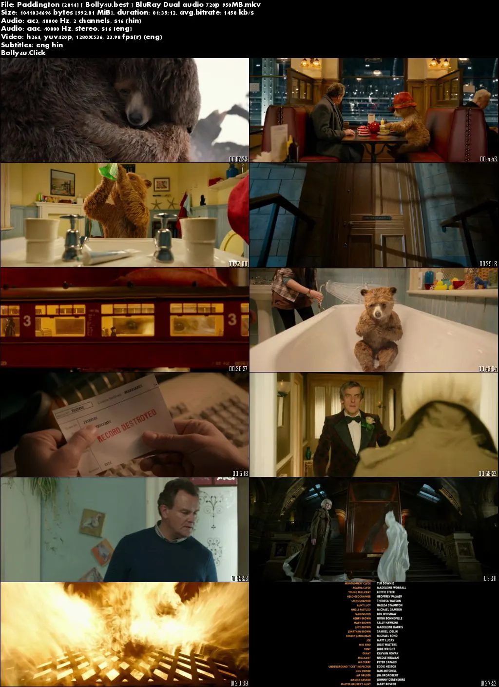 Paddington 2014 BluRay 950Mb Hindi Dual Audio 720p Download