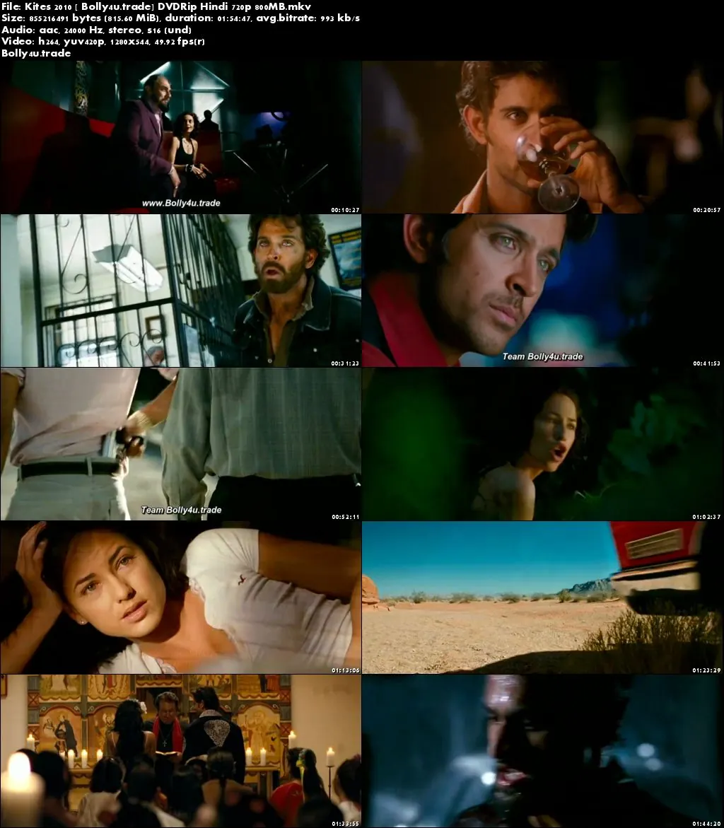 Kites 2010 DVDRip 800Mb Full Hindi Movie Download 720p