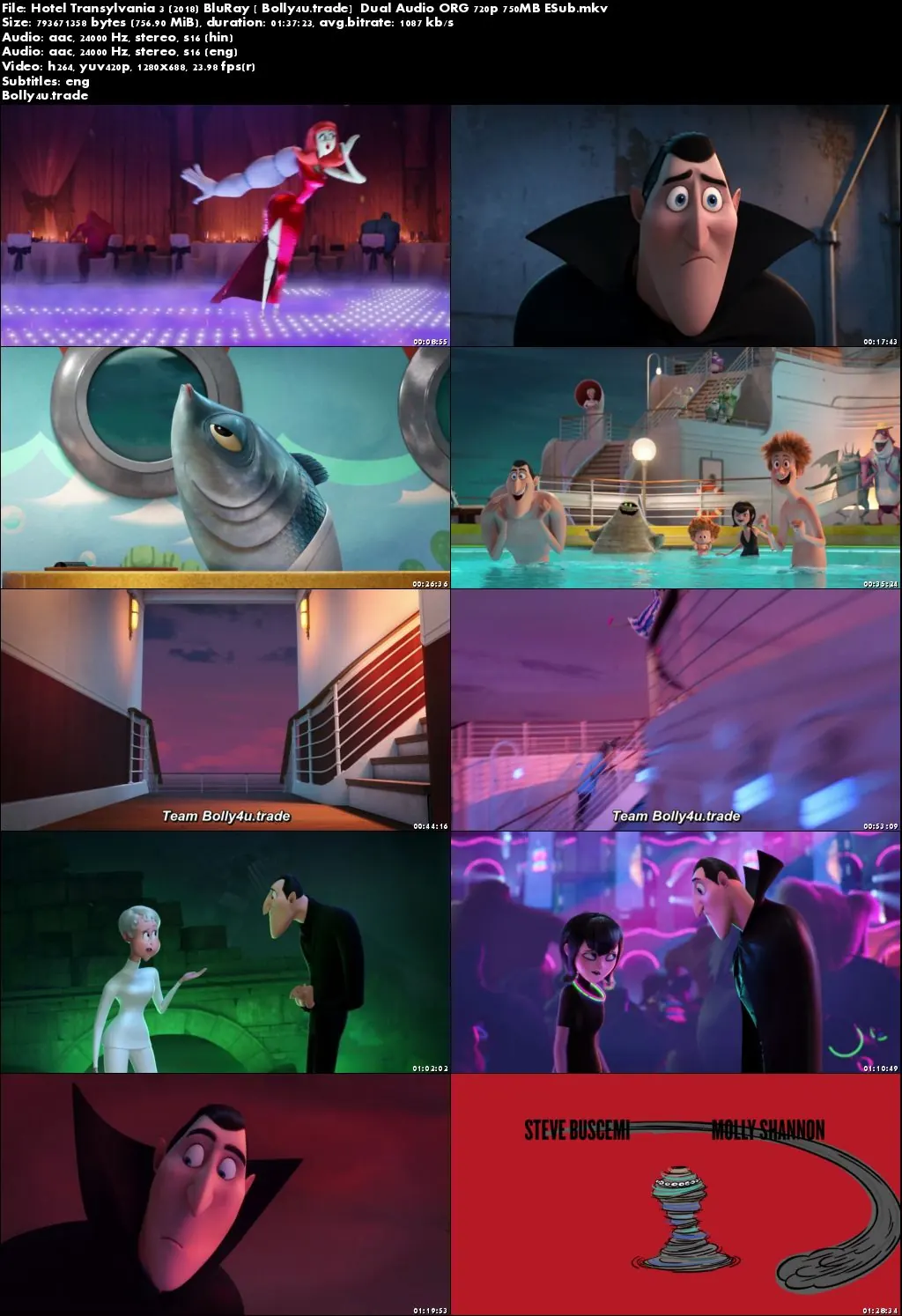 Hotel Transylvania 3 2018 BluRay 300MB Hindi Dual Audio ORG 480p ESub ESub Download