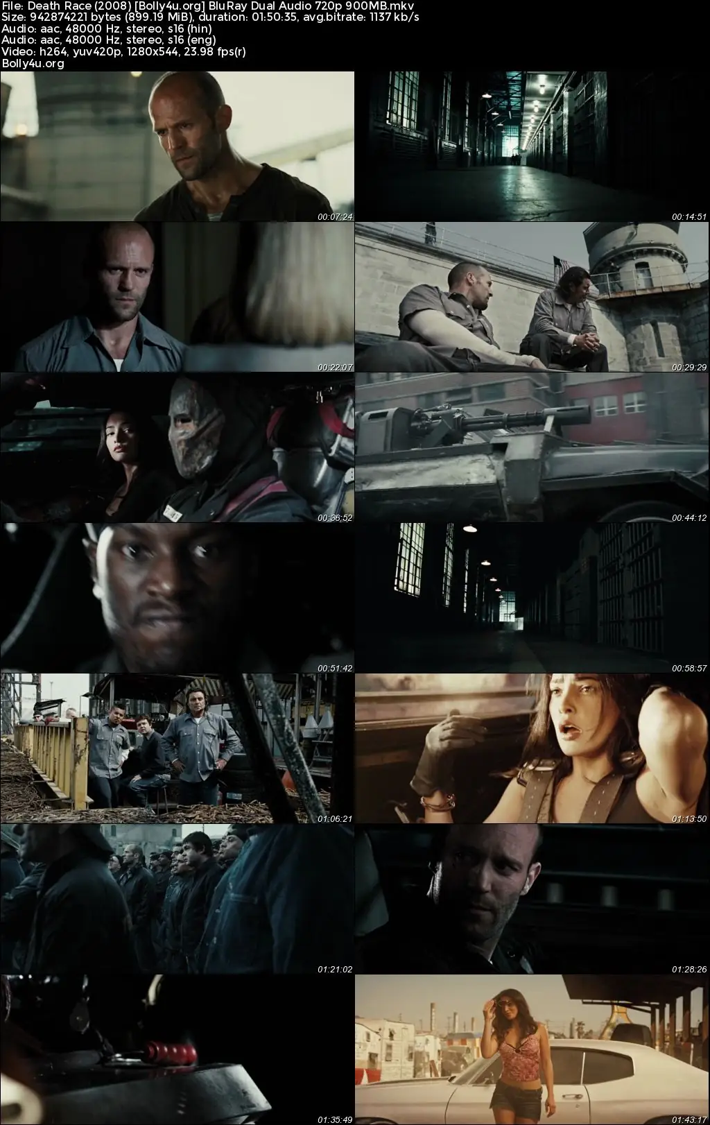 Death Race 2008 BluRay Hindi Dual Audio Full Movie Download 720p  480p