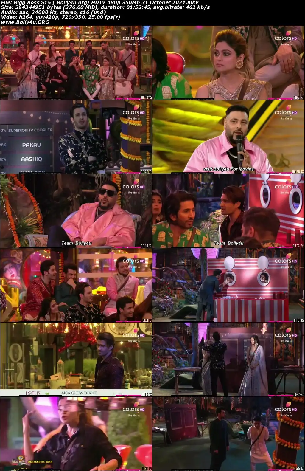 Bigg Boss S15 HDTV 480p 400mb 31 October 2021 Download