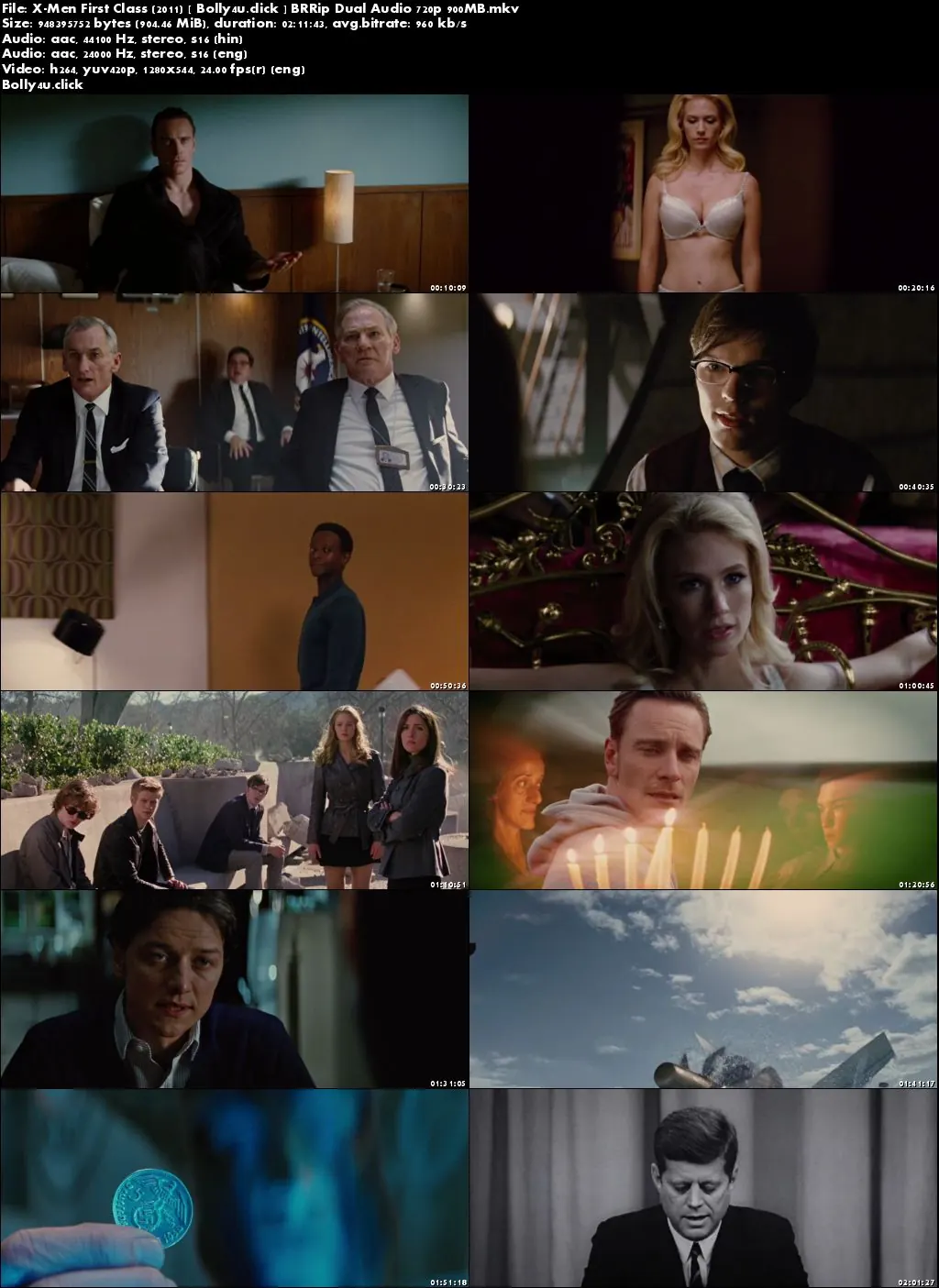 X-Men First Class 2011 BRRip 300MB Hindi Dual Audio 480p Download