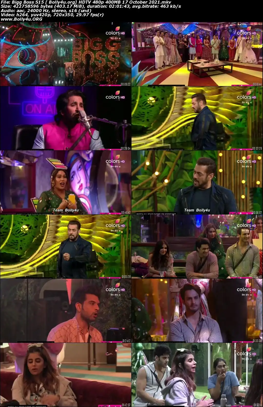 Bigg Boss S15 HDTV 480p 400MB 17 October 2021 Download