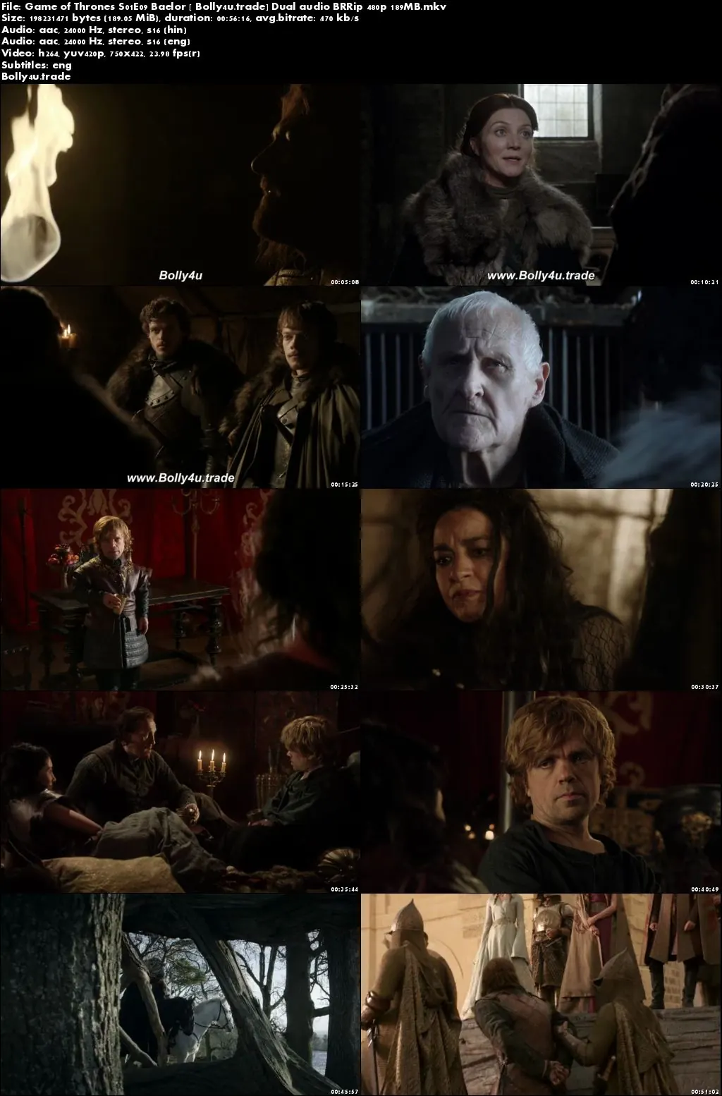 Game of Thrones S01E09 BRRip 180Mb Hindi Dual Audio 480p Download