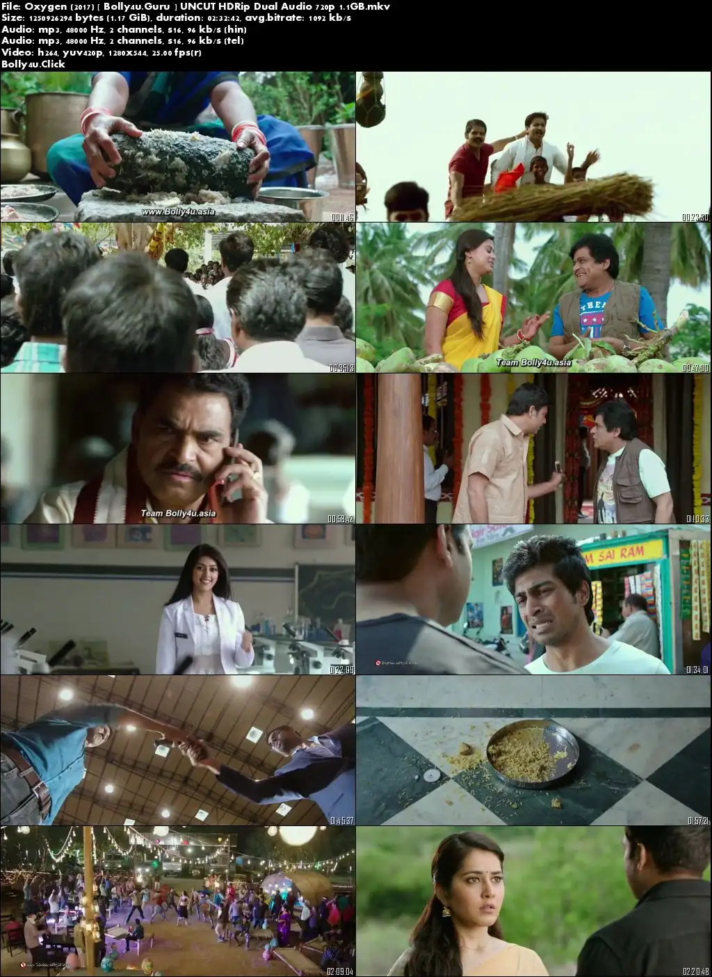 Oxygen 2017 HDRip 500MB UNCUT Hindi Dual Audio 480p Download