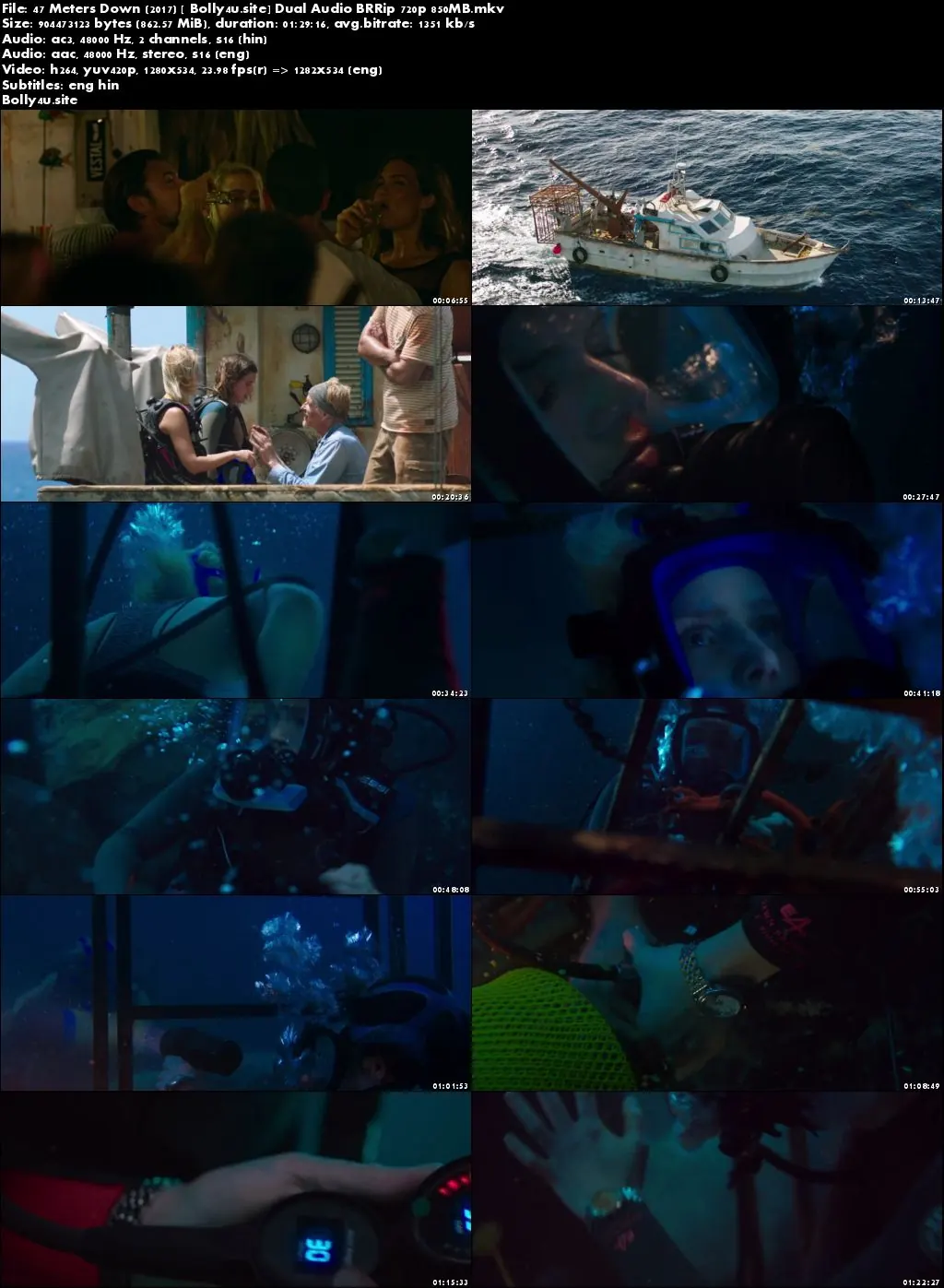 47 Meters Down 2017 BRRip 850Mb Hindi Dual Audio 720p Download 47 Meters Down 2017 BRRip 850Mb Hindi Dual Audio 720p Download