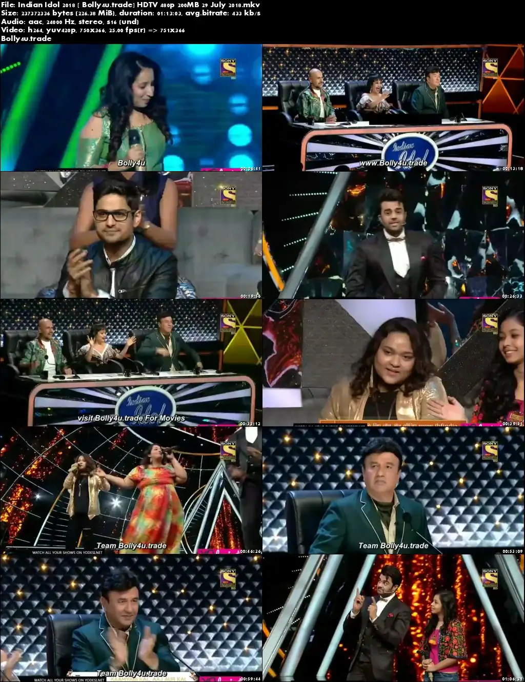 Indian Idol 2018 HDTV 480p 200MB 29 July 2018 Download Indian Idol 2018 HDTV 480p 200MB 29 July 2018 Download