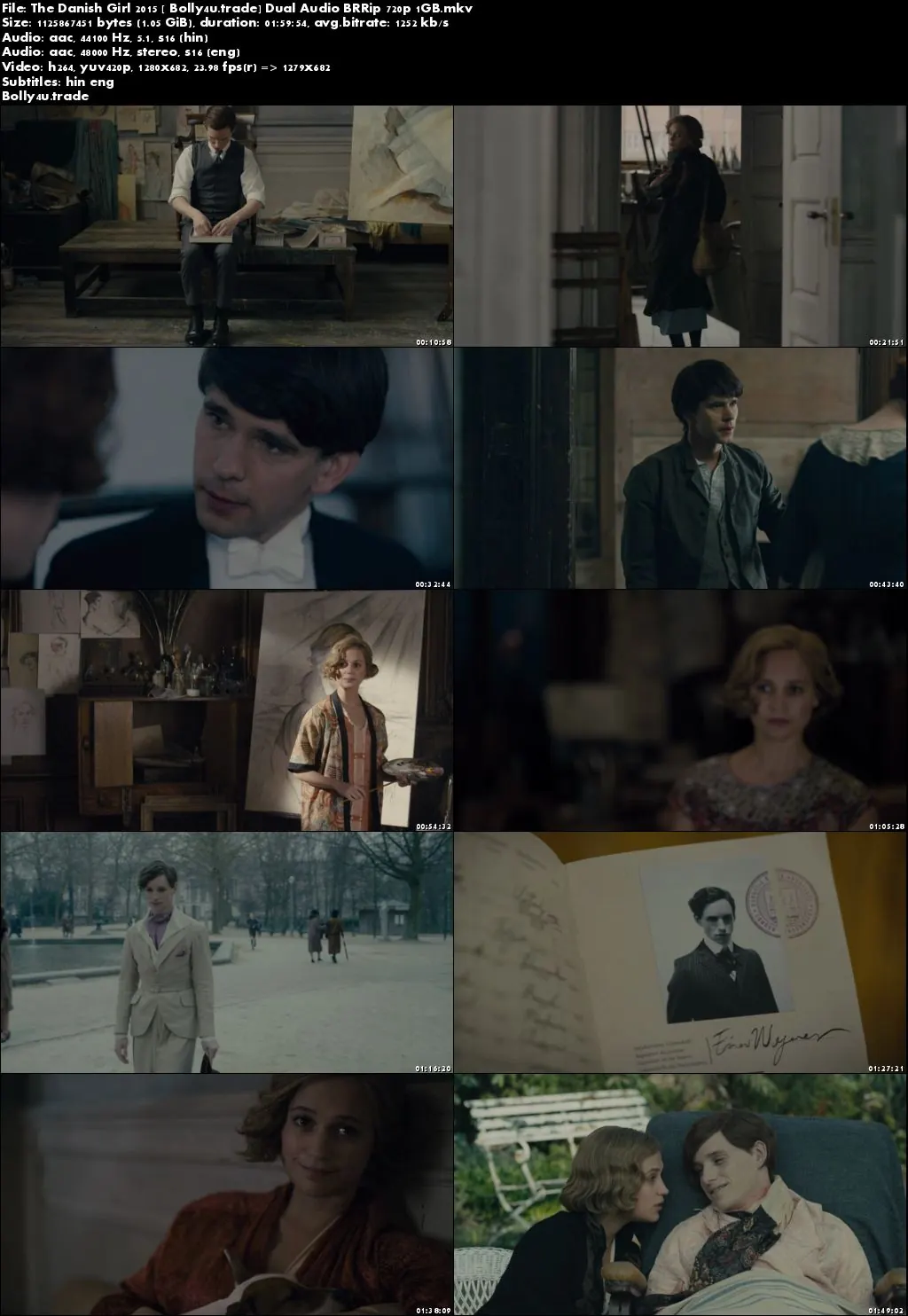 The Danish Girl 2015 BluRay 300Mb Hindi Dual Audio 480p Download