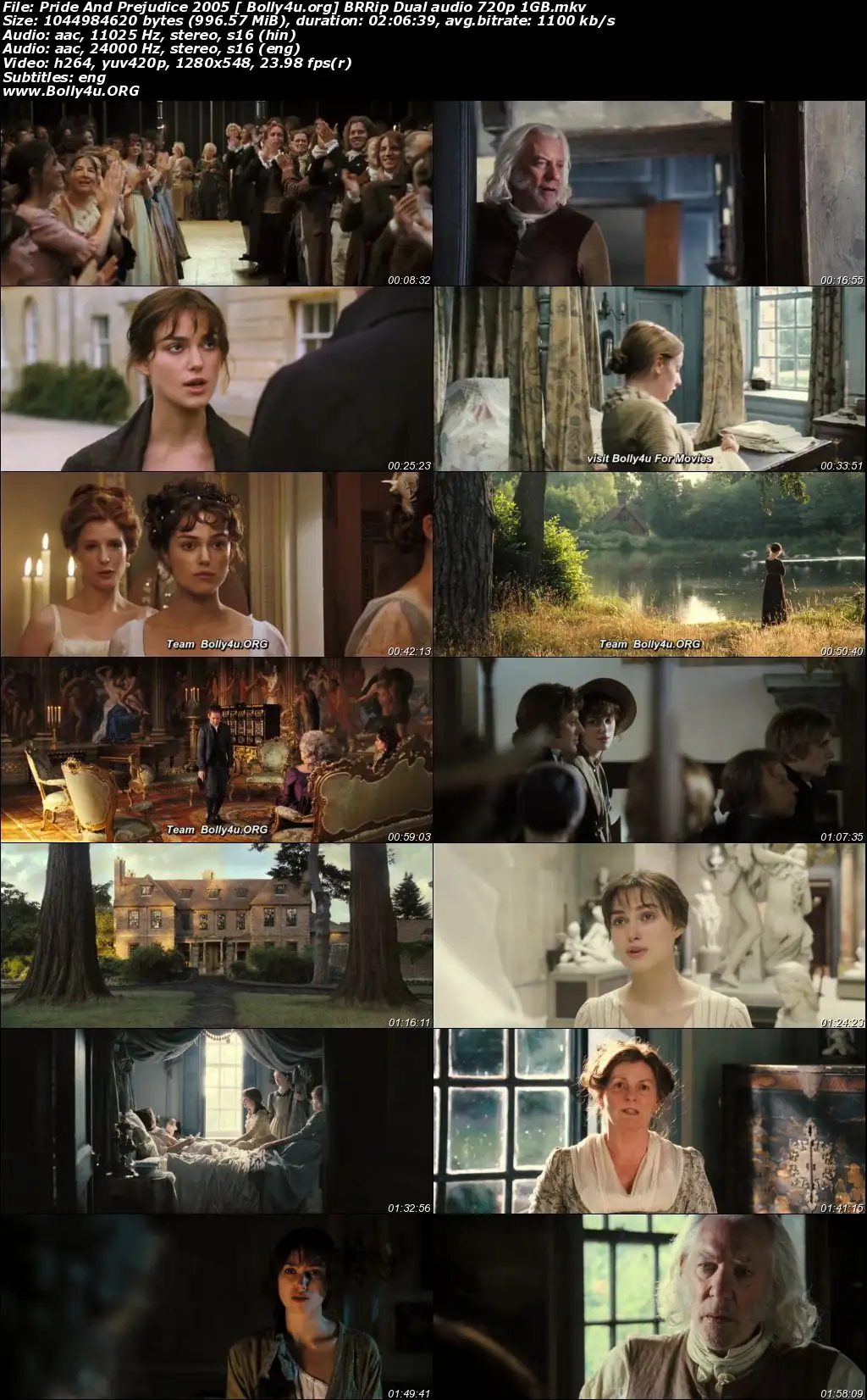 Pride And Prejudice 2005 BRRip 400MB Hindi Dual Audio 480p Download