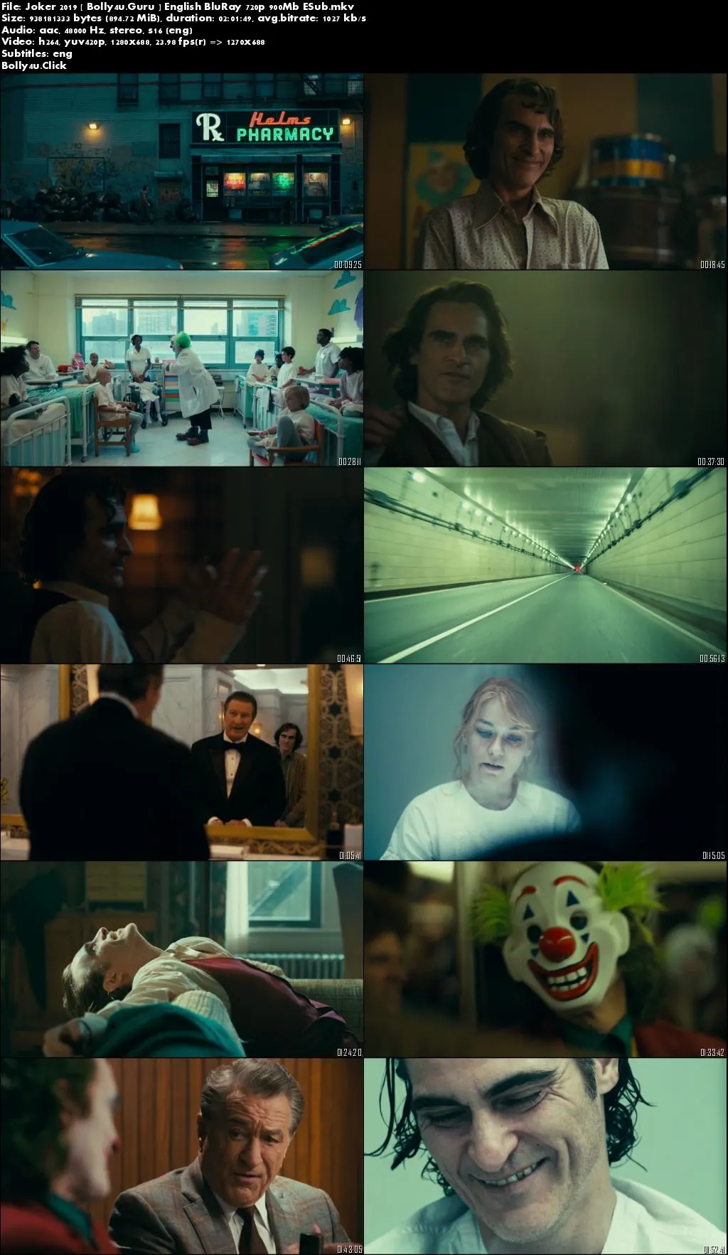 Joker 2019 BRRip 900MB English 720p ESub Download