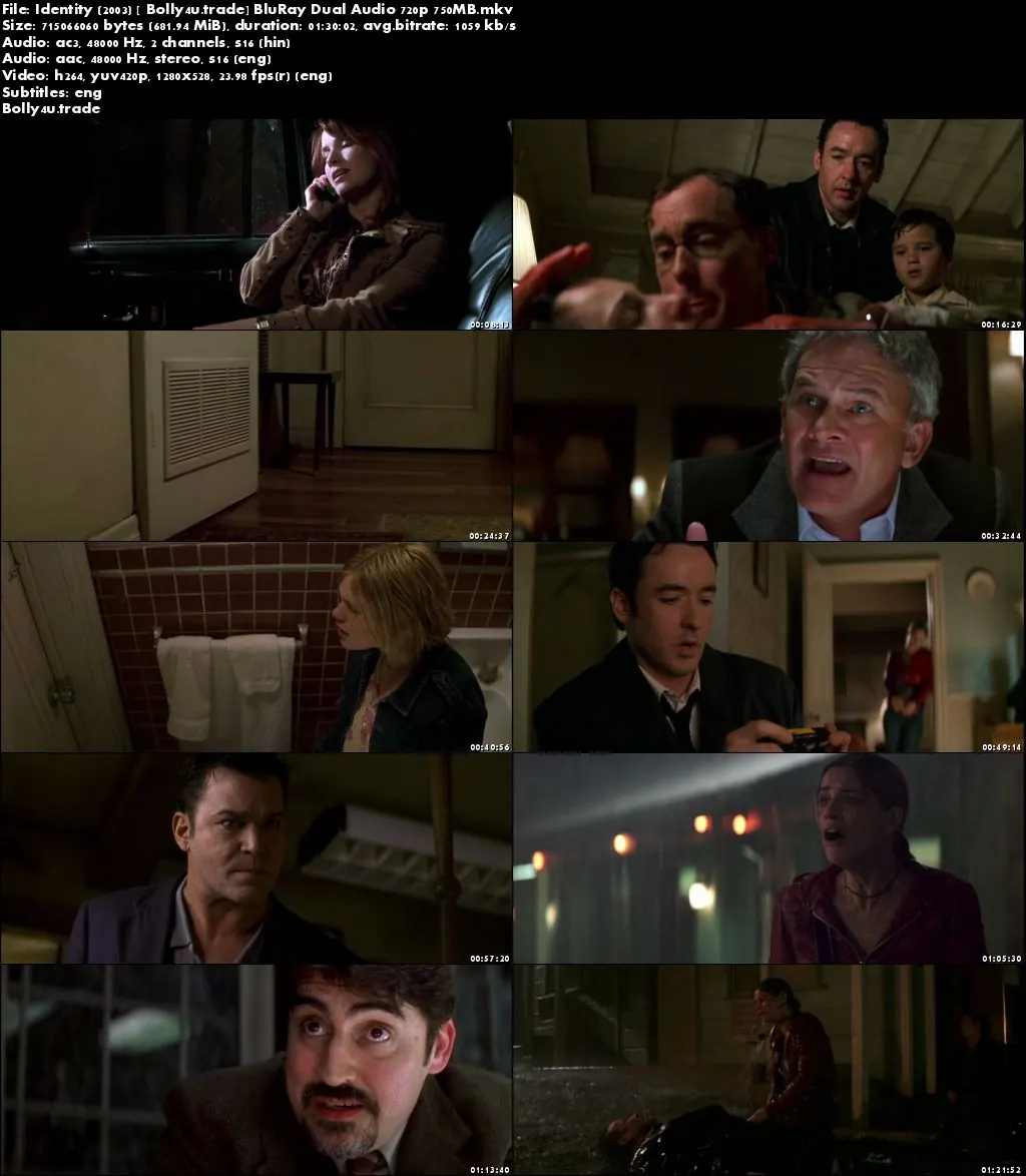 Identity 2003 BluRay 650Mb Hindi Dual Audio 720p Download