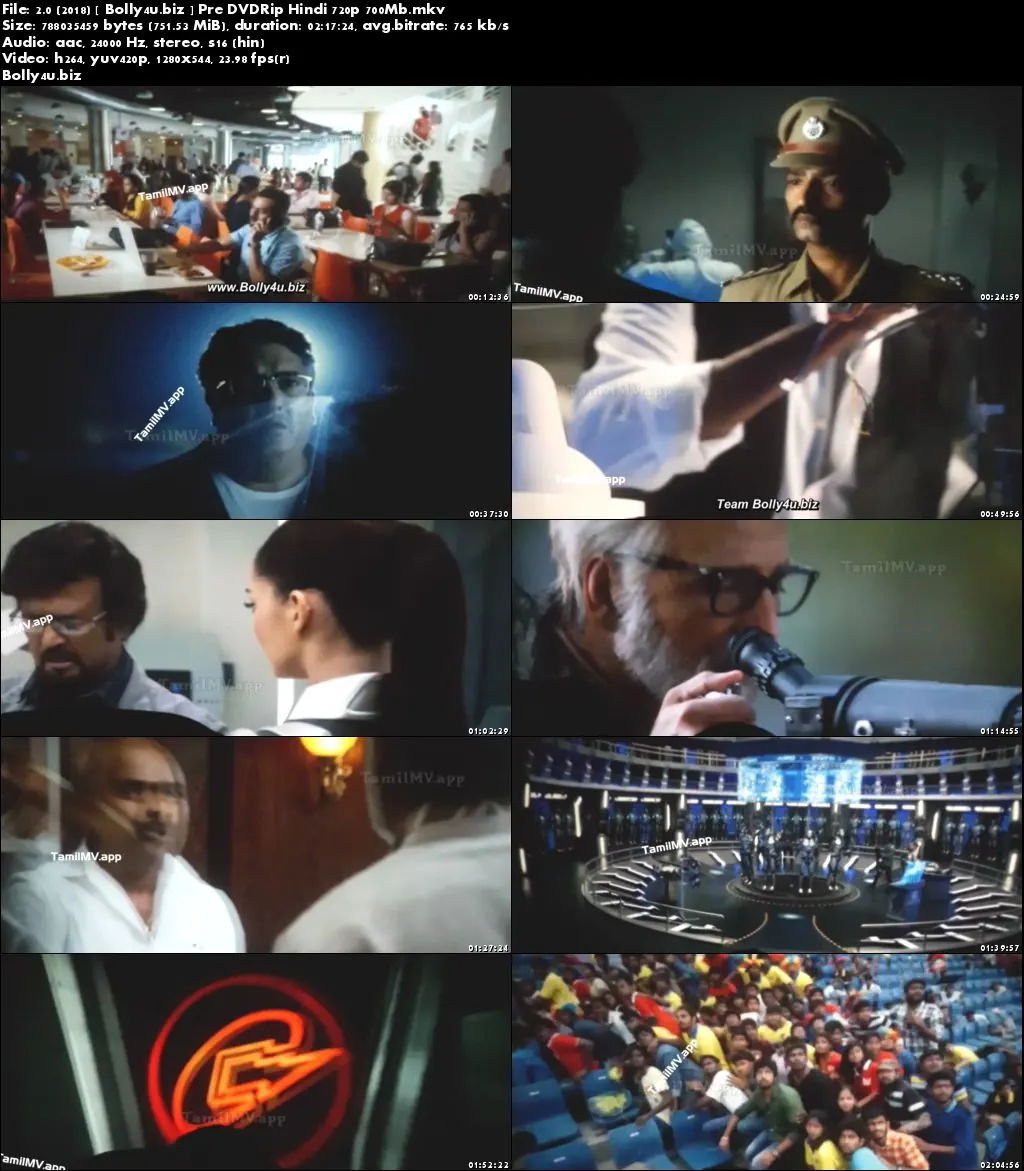 2.0 (2018) Pre DVDRip 700Mb Full Hindi Movie Download 720p