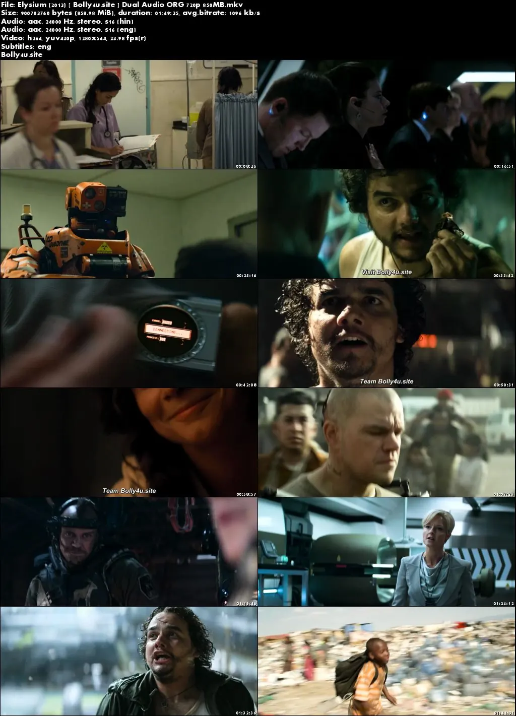 Elysium 2013 BRRip 300Mb Hindi Dual Audio ORG 480p ESub download