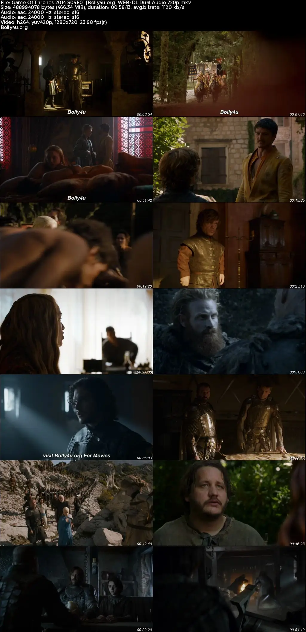 Game Of Thrones 2014 WEB-DL Hindi Dual Audio ORG S04 Complete Download 720p  480p